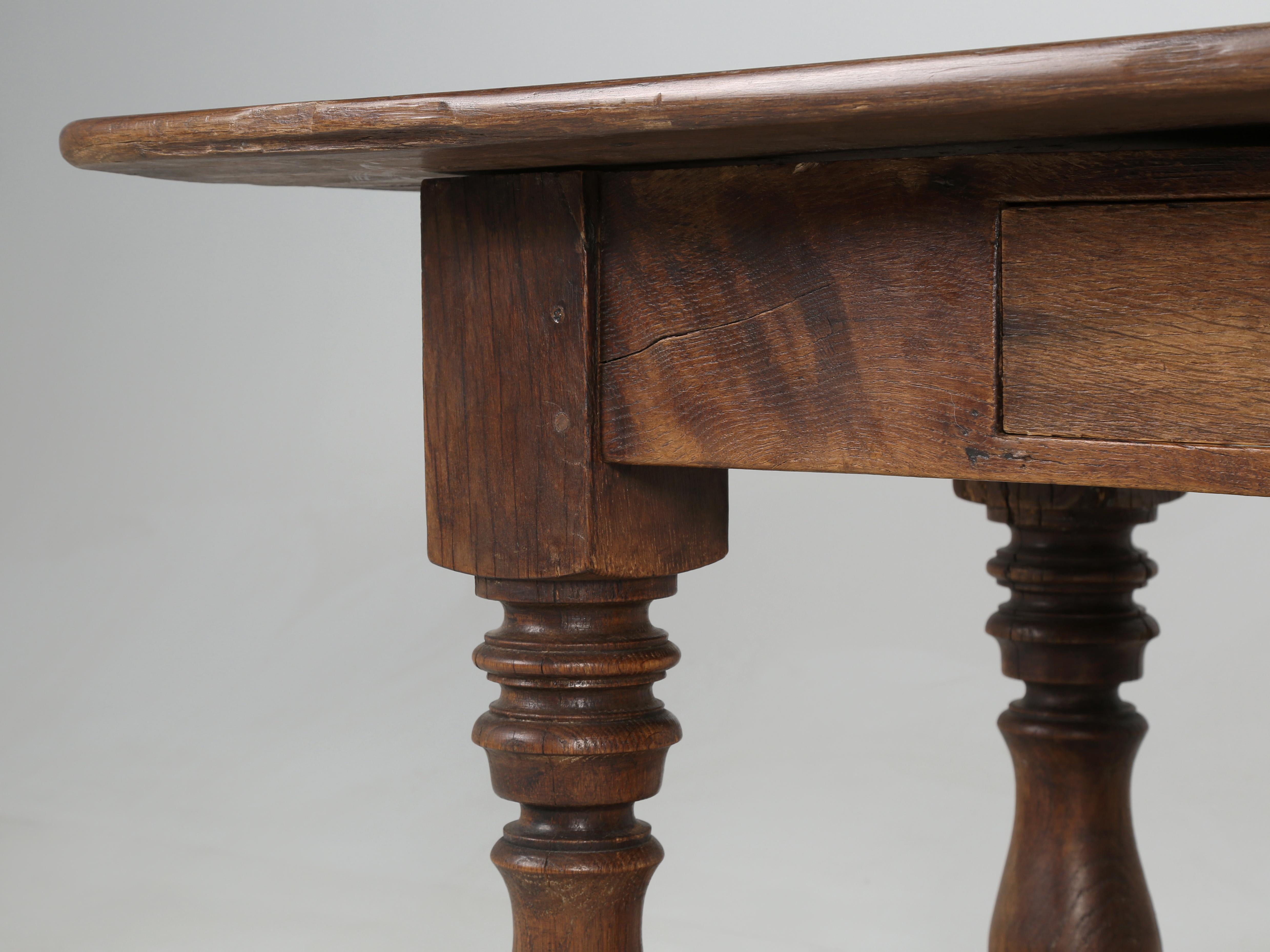 Antique French Oak Dining Table 2-Drawers Unrestored Incredible Patina 1780-1820 For Sale 4