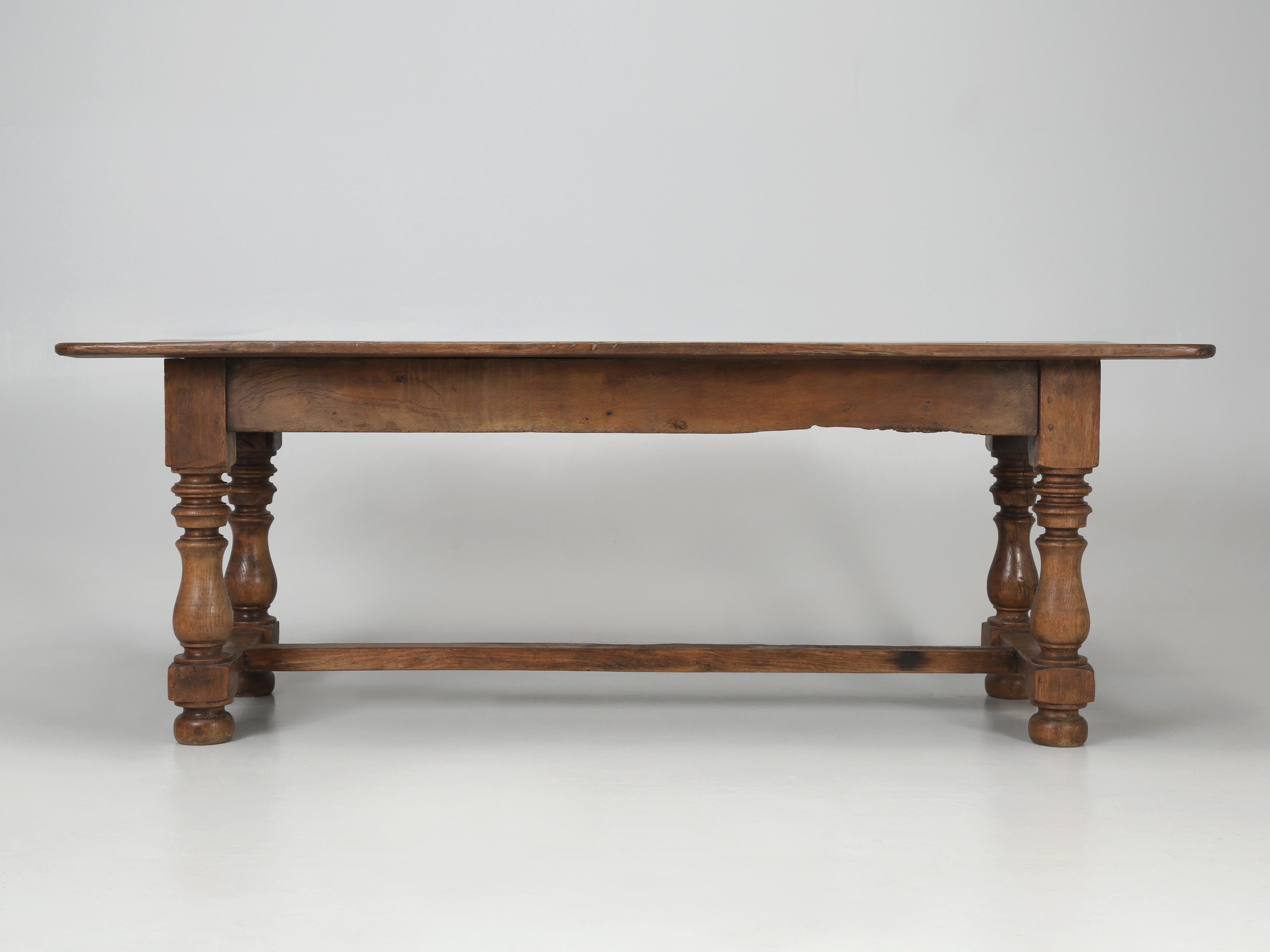 Antique French Oak Dining Table 2-Drawers Unrestored Incredible Patina 1780-1820 For Sale 6