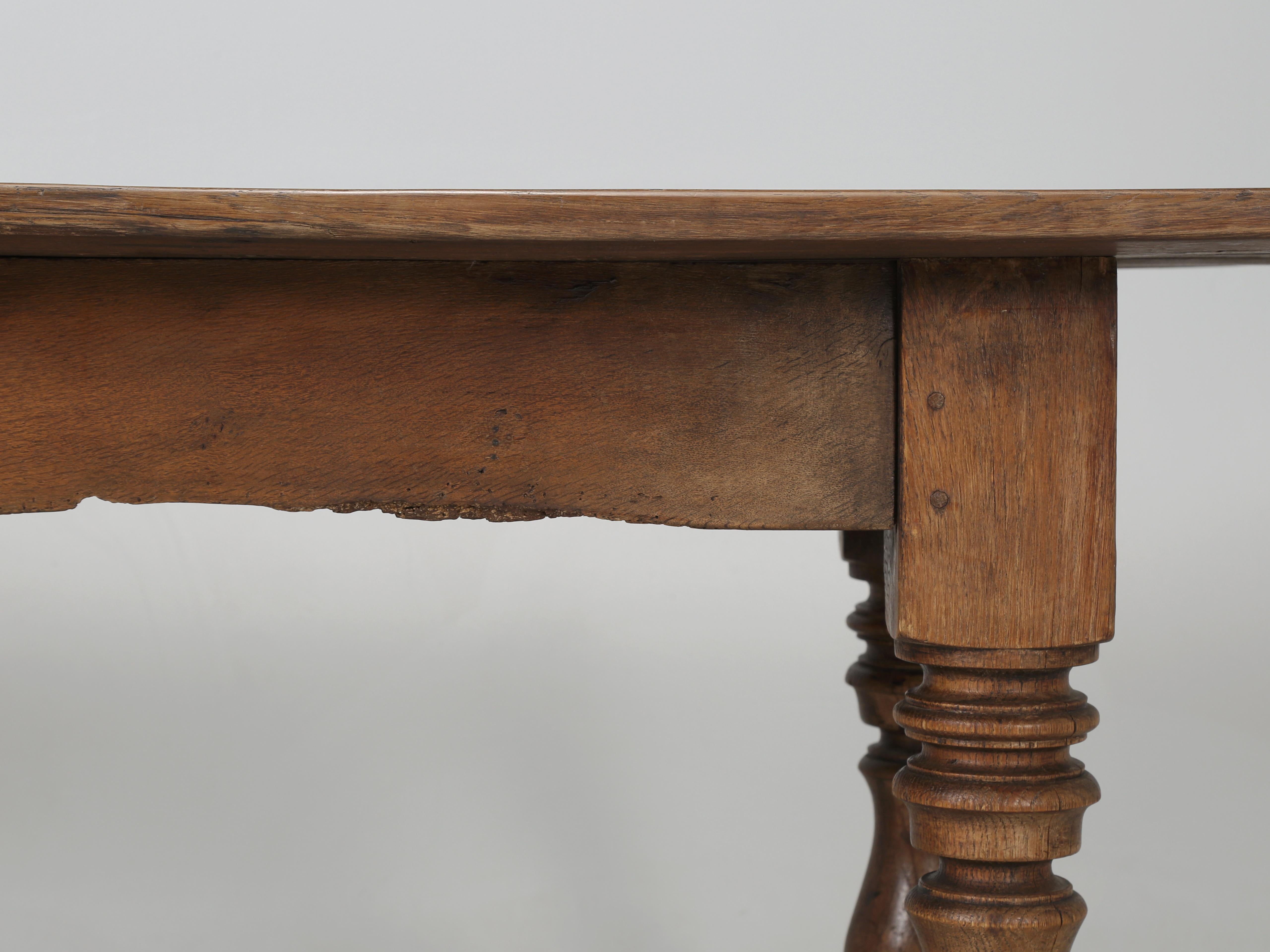Antique French Oak Dining Table 2-Drawers Unrestored Incredible Patina 1780-1820 For Sale 8