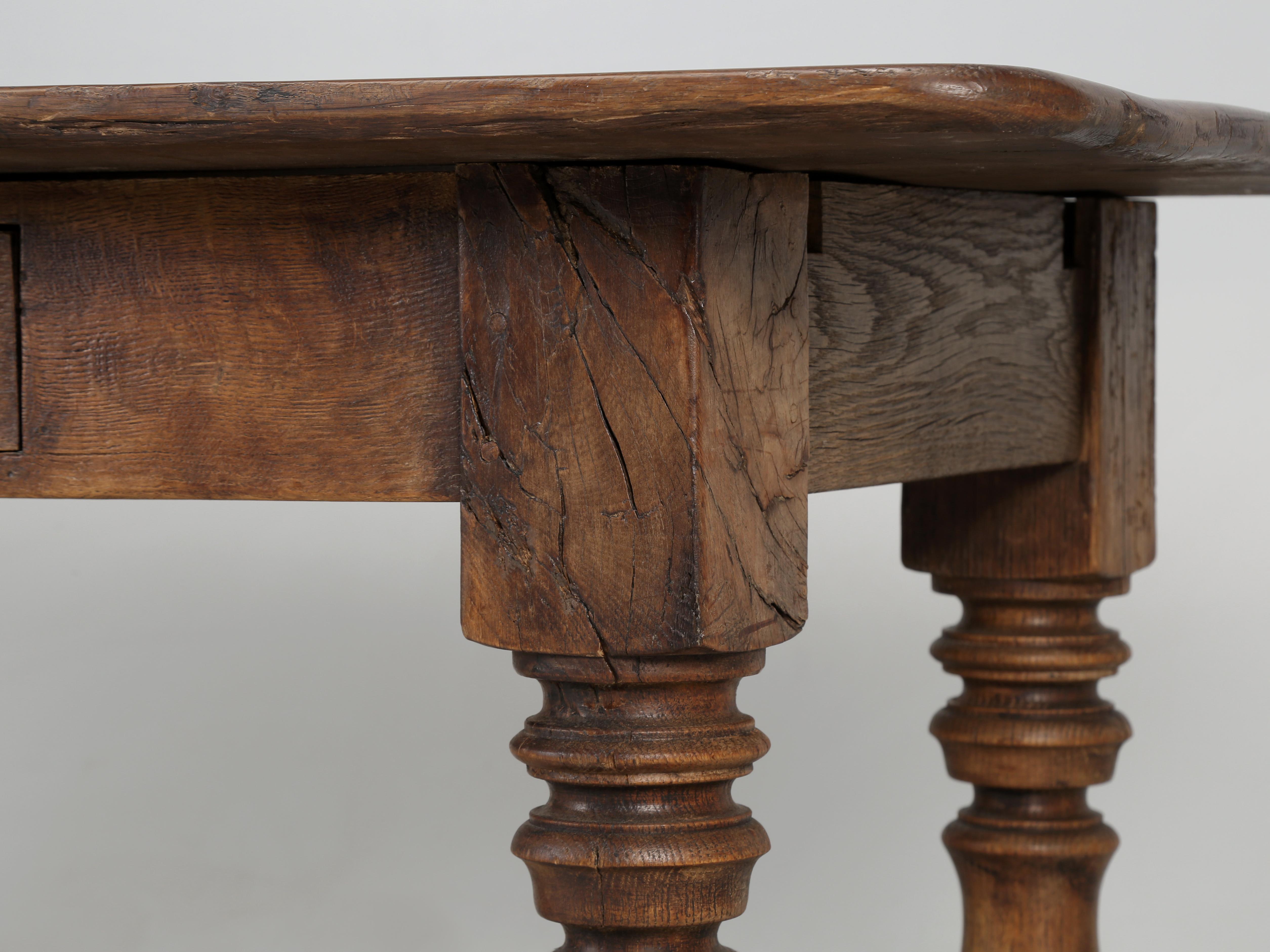 Antique French Oak Dining Table 2-Drawers Unrestored Incredible Patina 1780-1820 For Sale 2