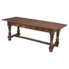 Antique French Oak Dining Table 2-Drawers Unrestored Incredible Patina 1780-1820