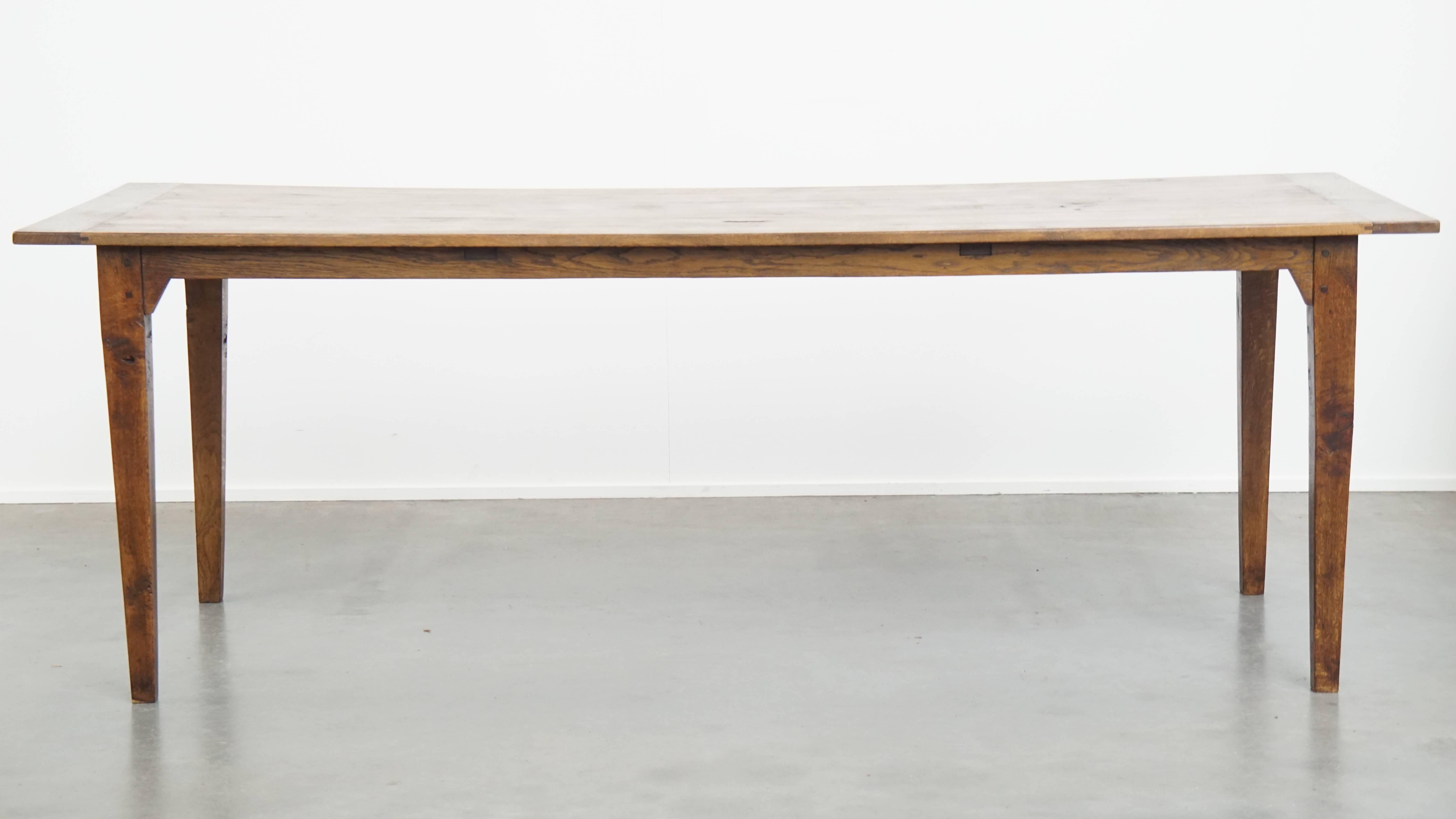 Hand-Crafted Antique French Oak Dining Table for 6 to 8 People For Sale