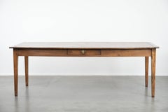 Antique French oak dining table for 6 to 8 people with three drawers