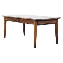 Antique French Oak Dining Table from the Early 19th Century with 2 Drawers