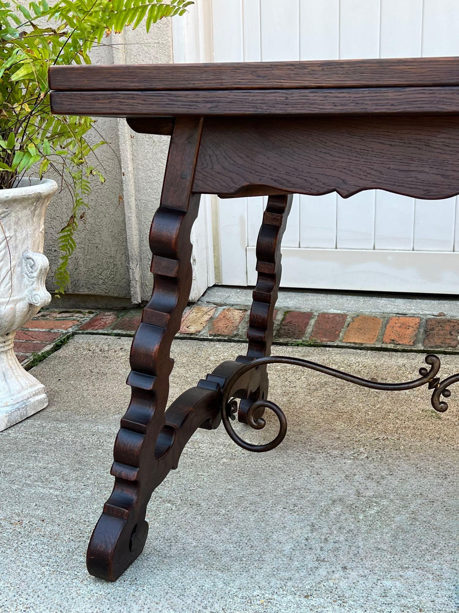 Antique French Oak Dining Table Spanish Catalan Trestle 9 FT. Draw Leaf c1910 3