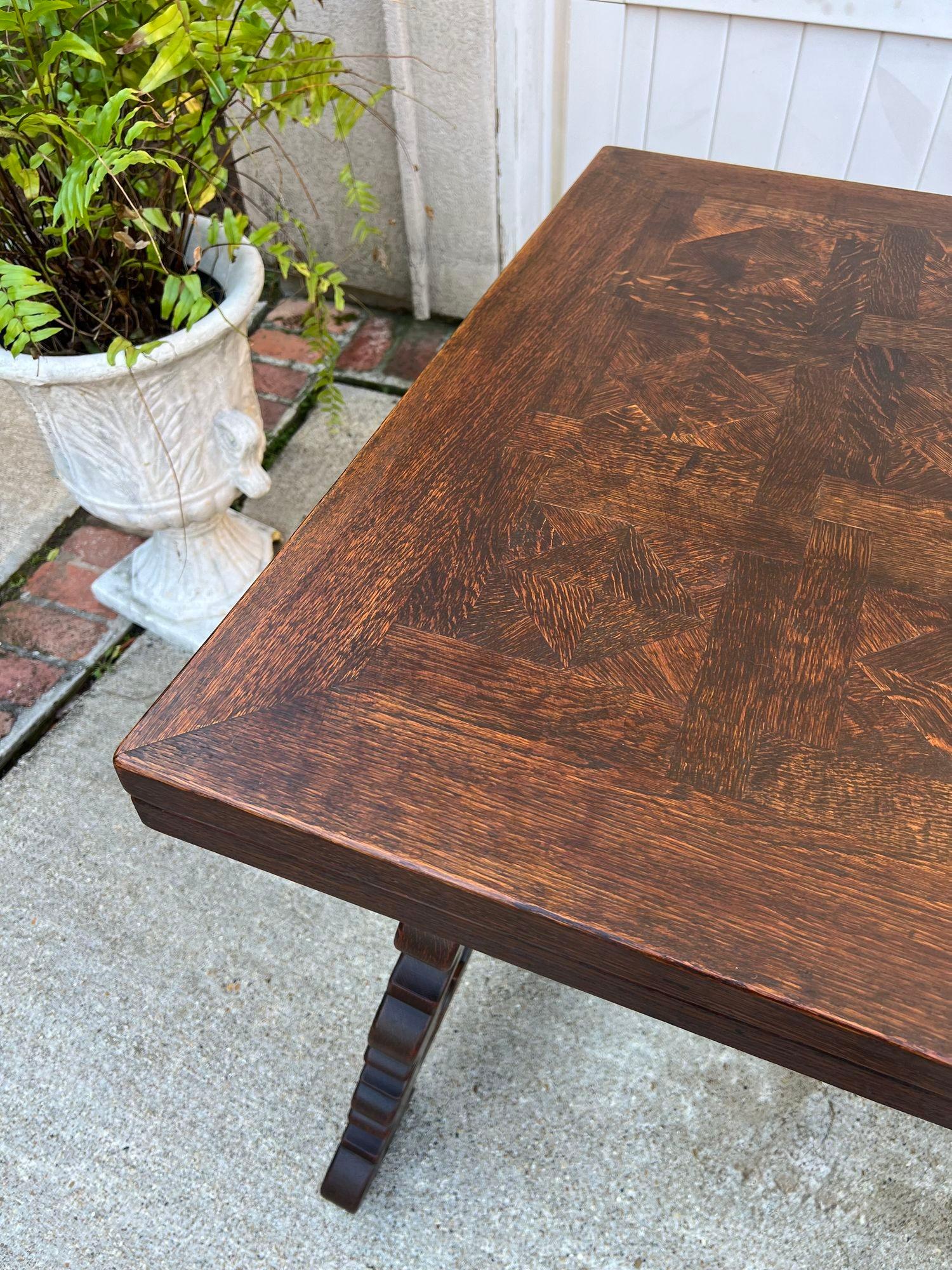 Antique French Oak Dining Table Spanish Catalan Trestle 9 FT. Draw Leaf c1910 13