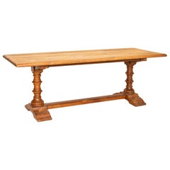 Antique French Oak Dining Table with Trestle Base