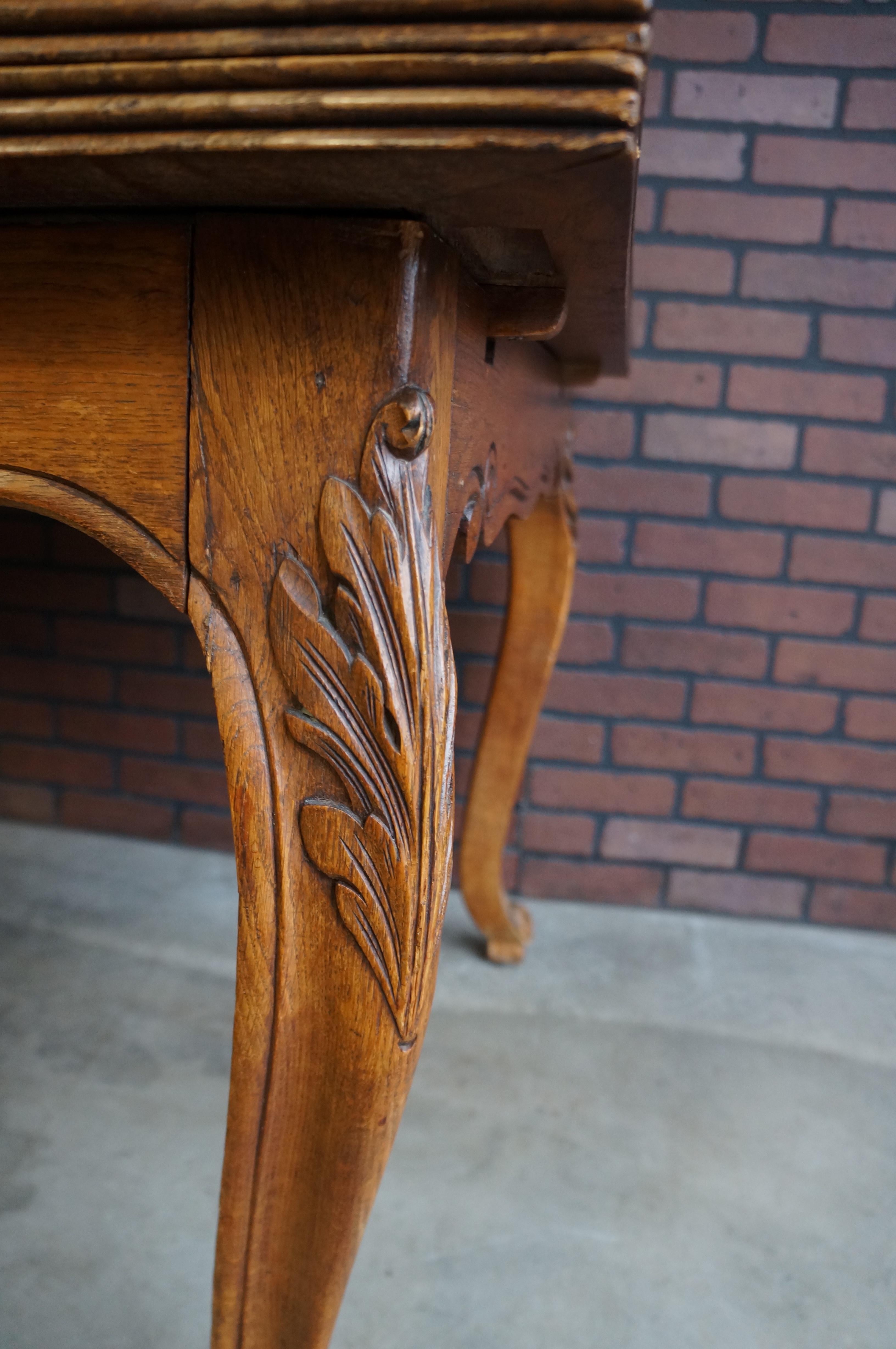 Veneer Antique French Oak Draw Leaf Dining Table For Sale