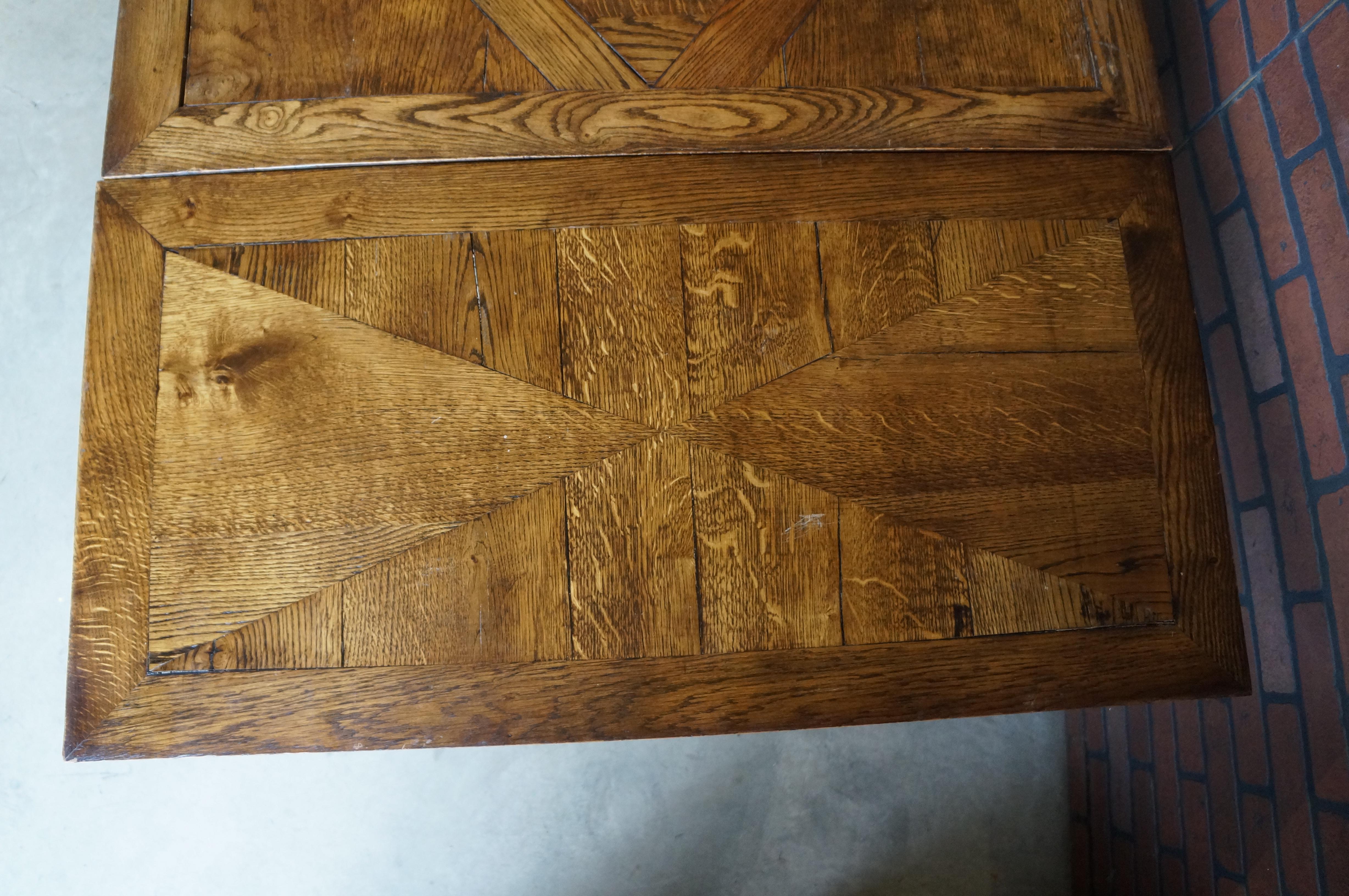 Antique French Oak Draw Leaf Dining Table In Good Condition For Sale In Portland, OR