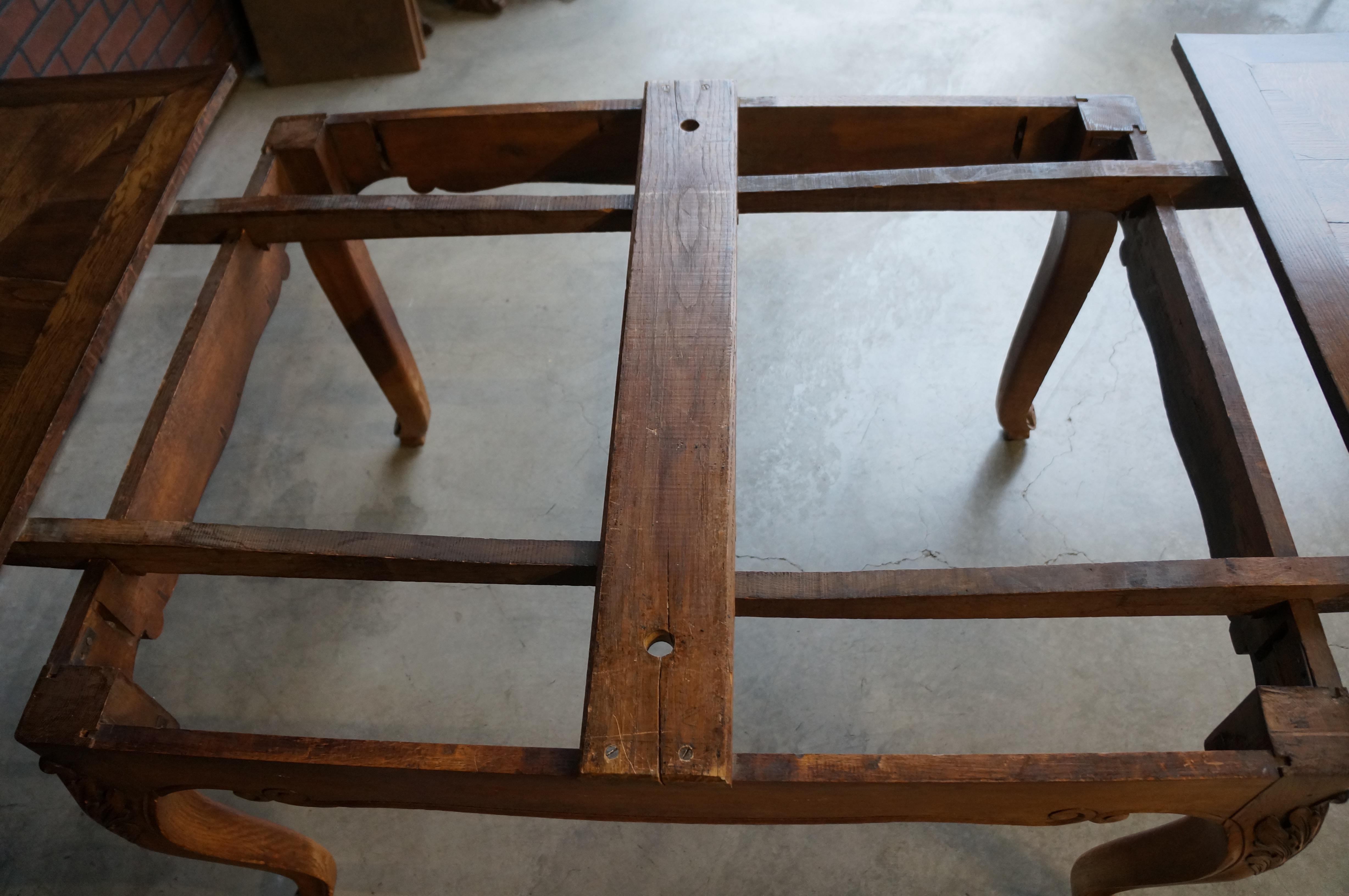 Antique French Oak Draw Leaf Dining Table For Sale 2
