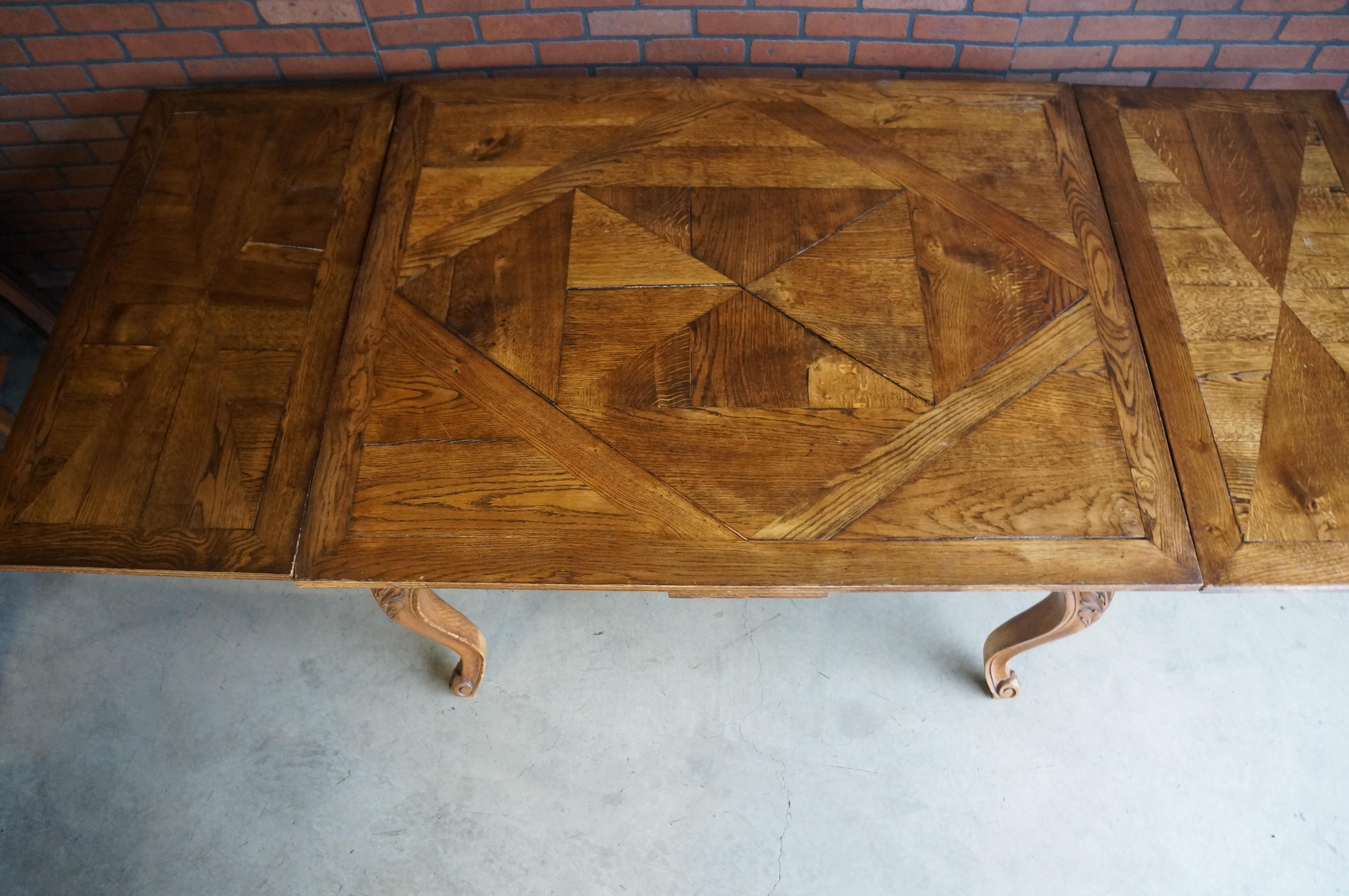 Antique French Oak Draw Leaf Dining Table For Sale 3