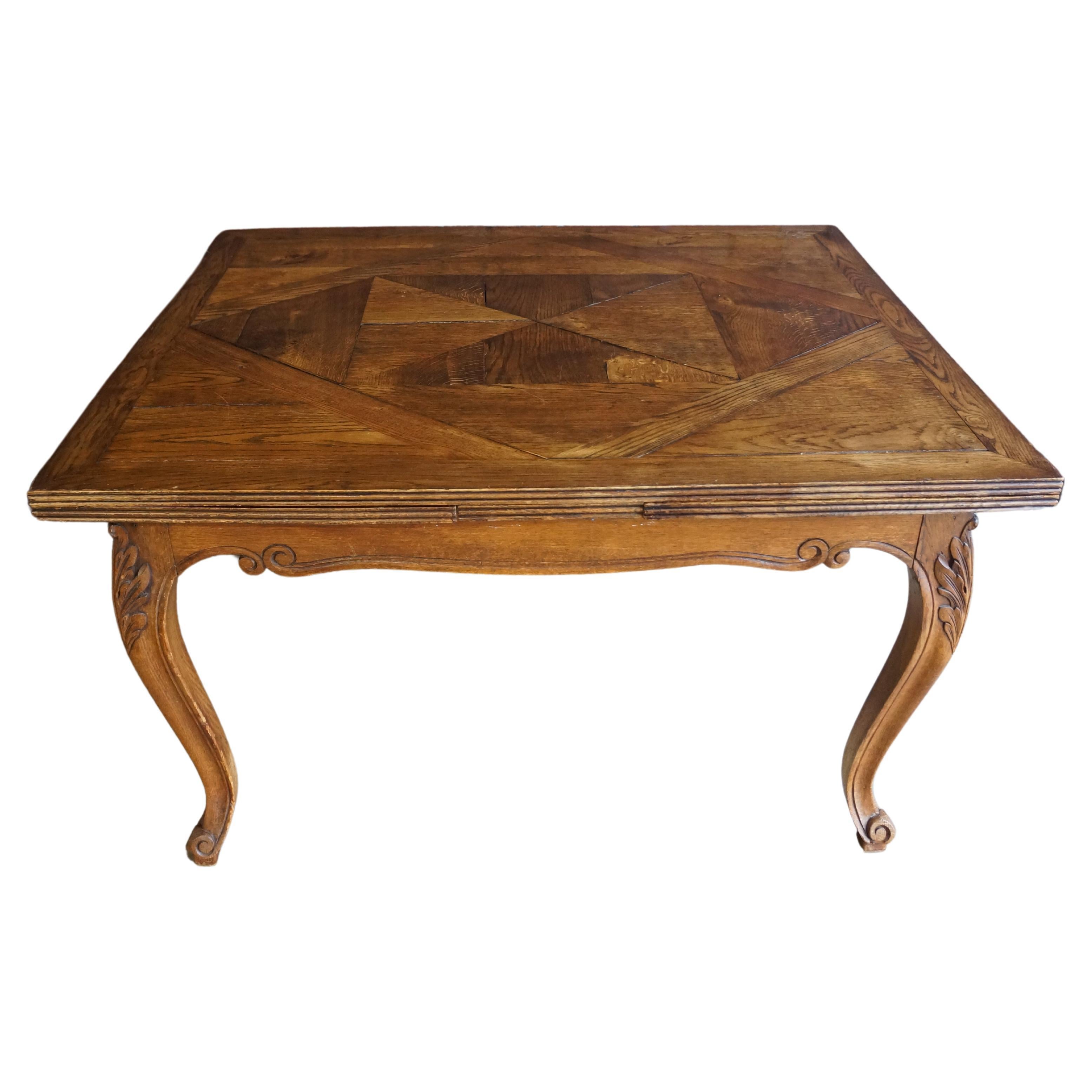 Antique French Oak Draw Leaf Dining Table For Sale