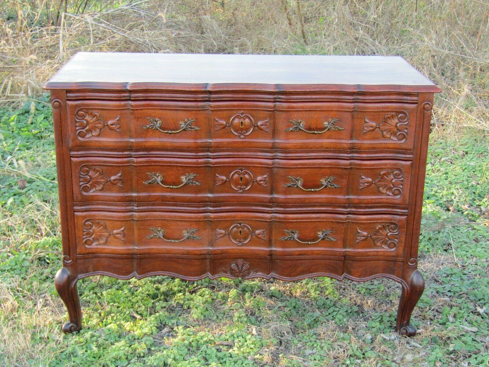 Antique French Oak Dresser Chest of Drawers Carved, 1940s For Sale 4