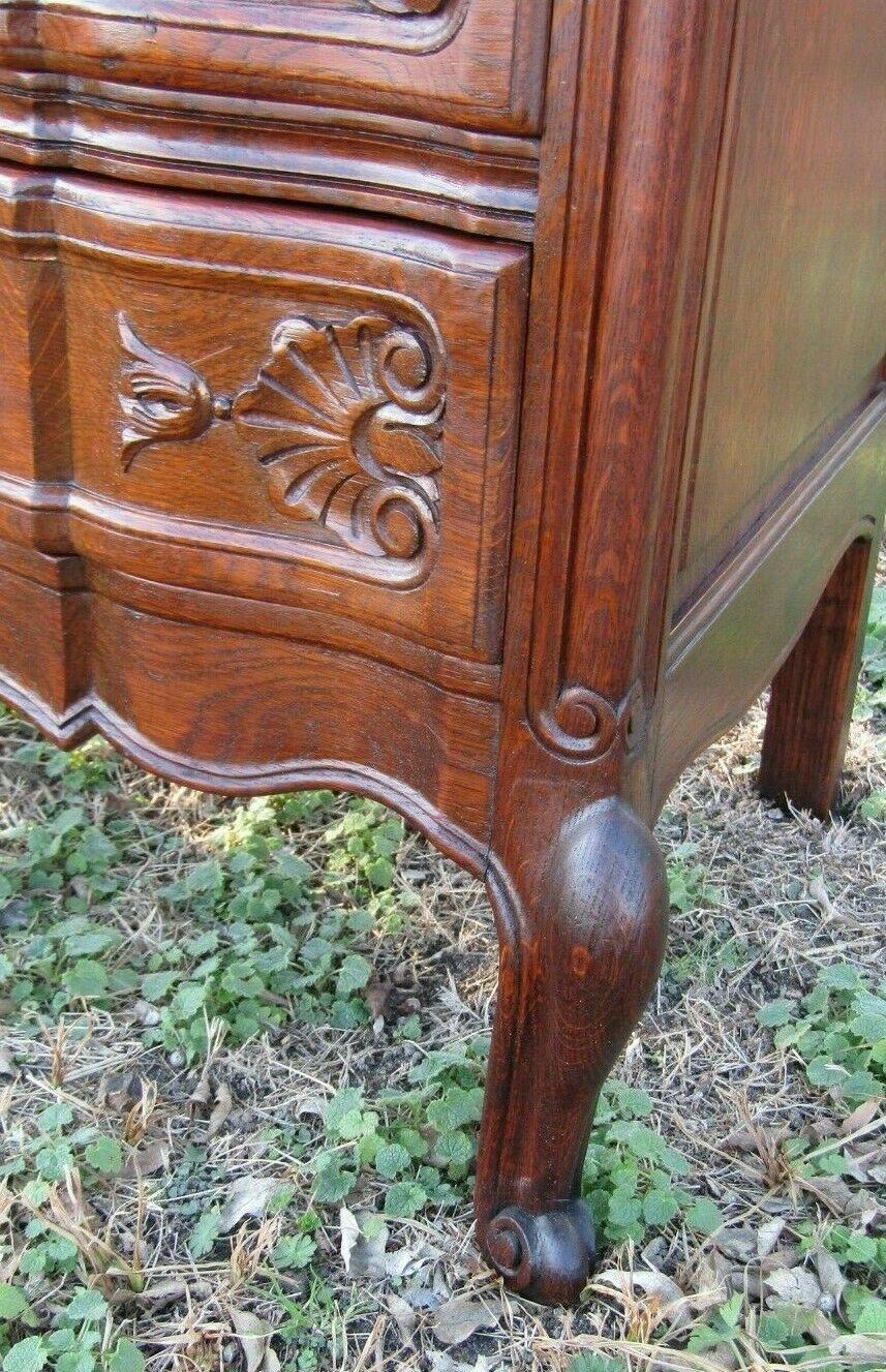 Mid-20th Century Antique French Oak Dresser Chest of Drawers Carved, 1940s For Sale