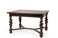Antique French Oak Extension Table with Barley Twist Legs, Late 19th Century