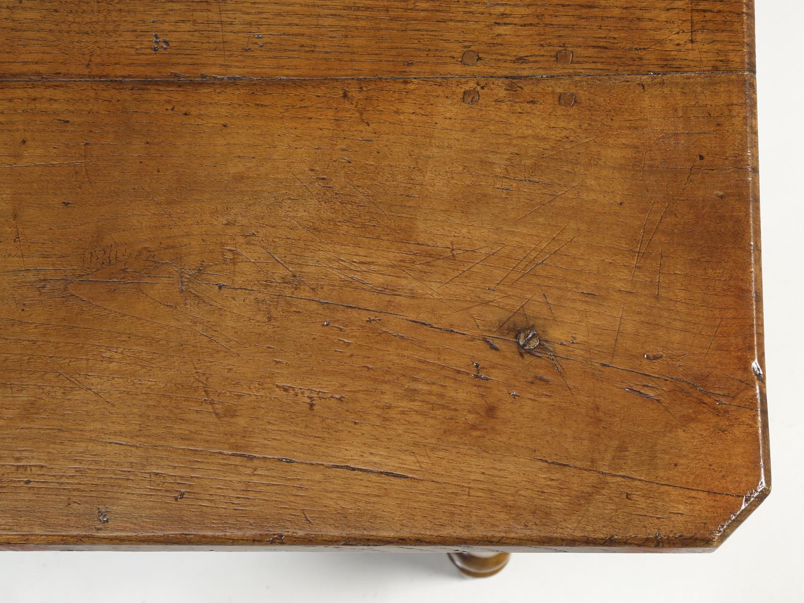 Early 20th Century Antique French Oak Farm House Dining or Kitchen Table with Pass-Through Drawer