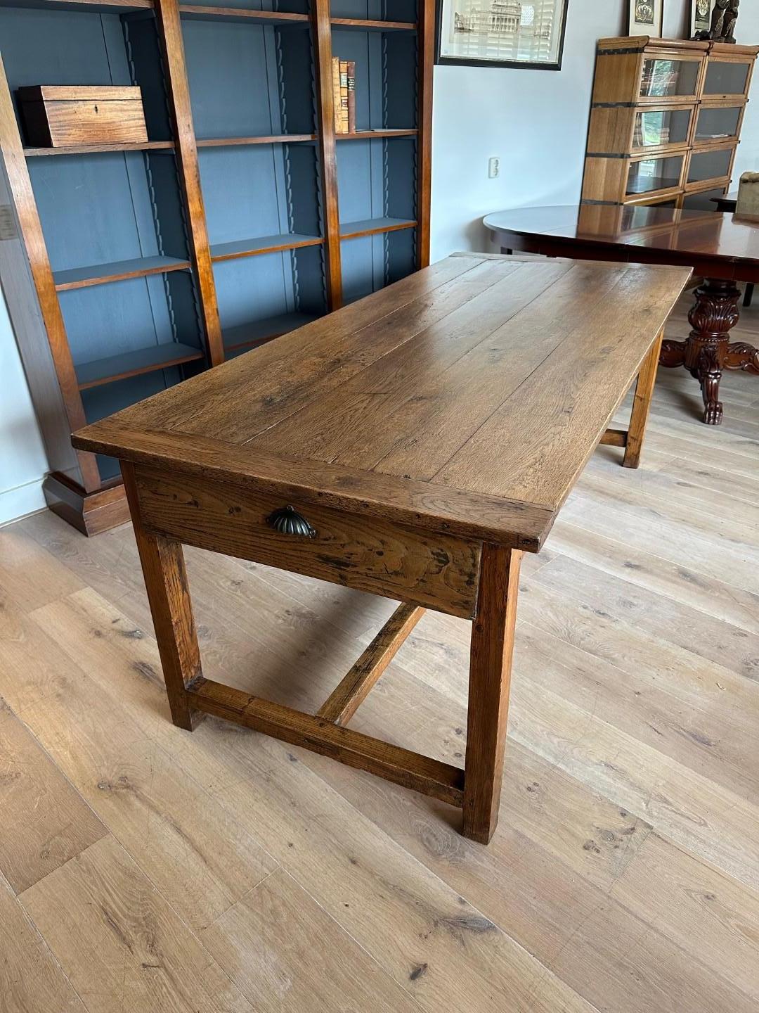 Antique French oak farmhouse table For Sale 9
