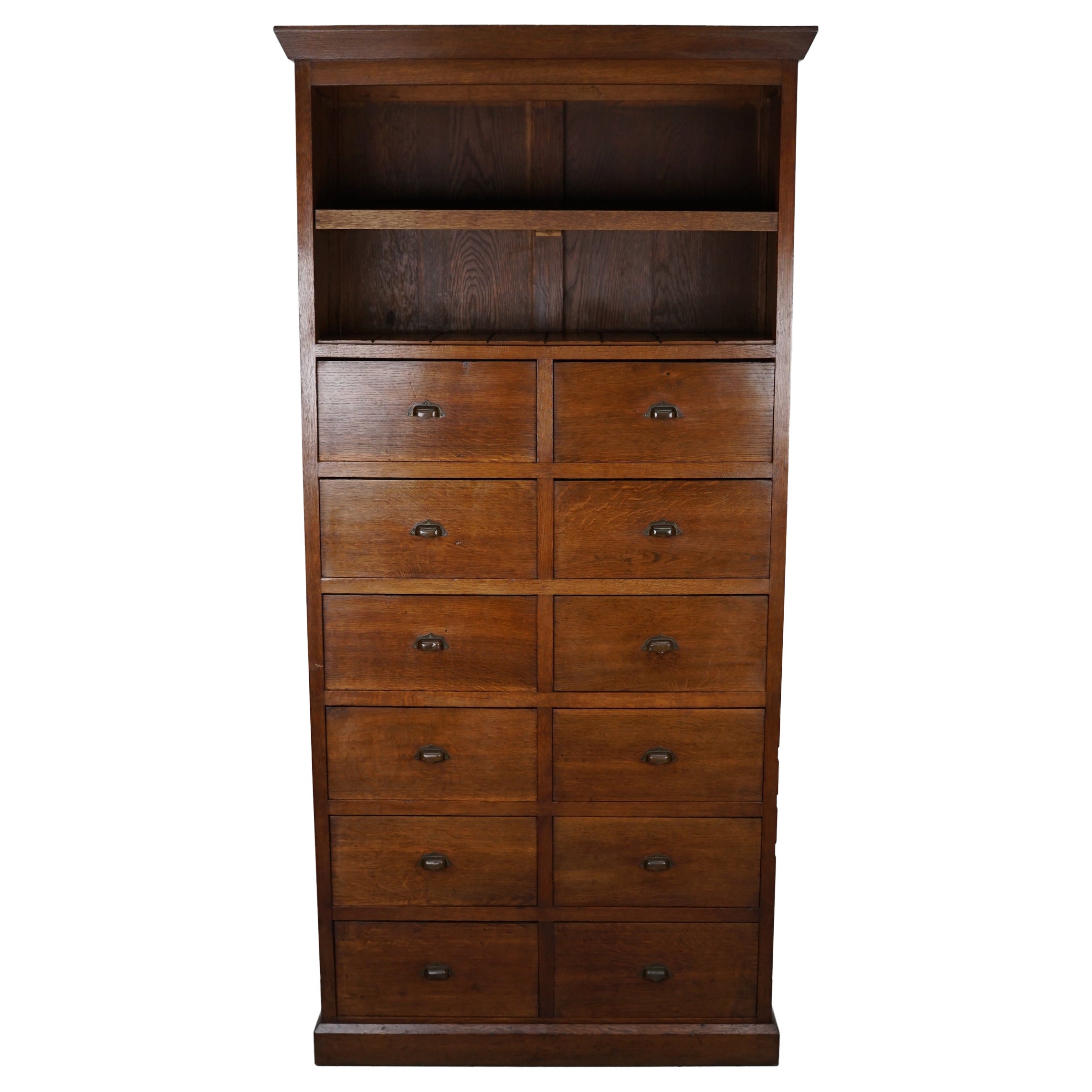 Antique French Oak Filing / Apothecary Cabinet, Ca 1920