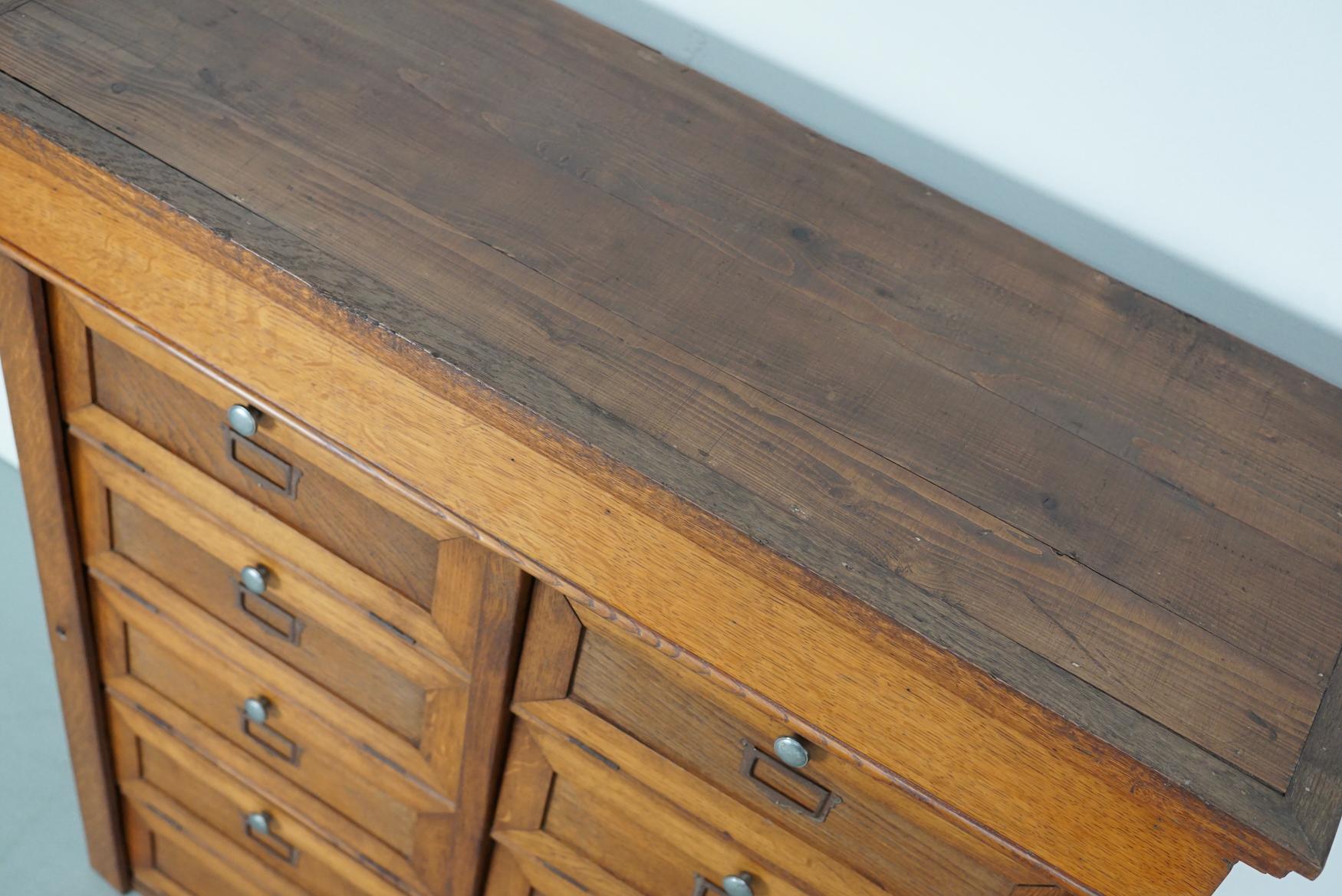Antique French Oak Filing Cabinet Folding Doors, 1930s 6