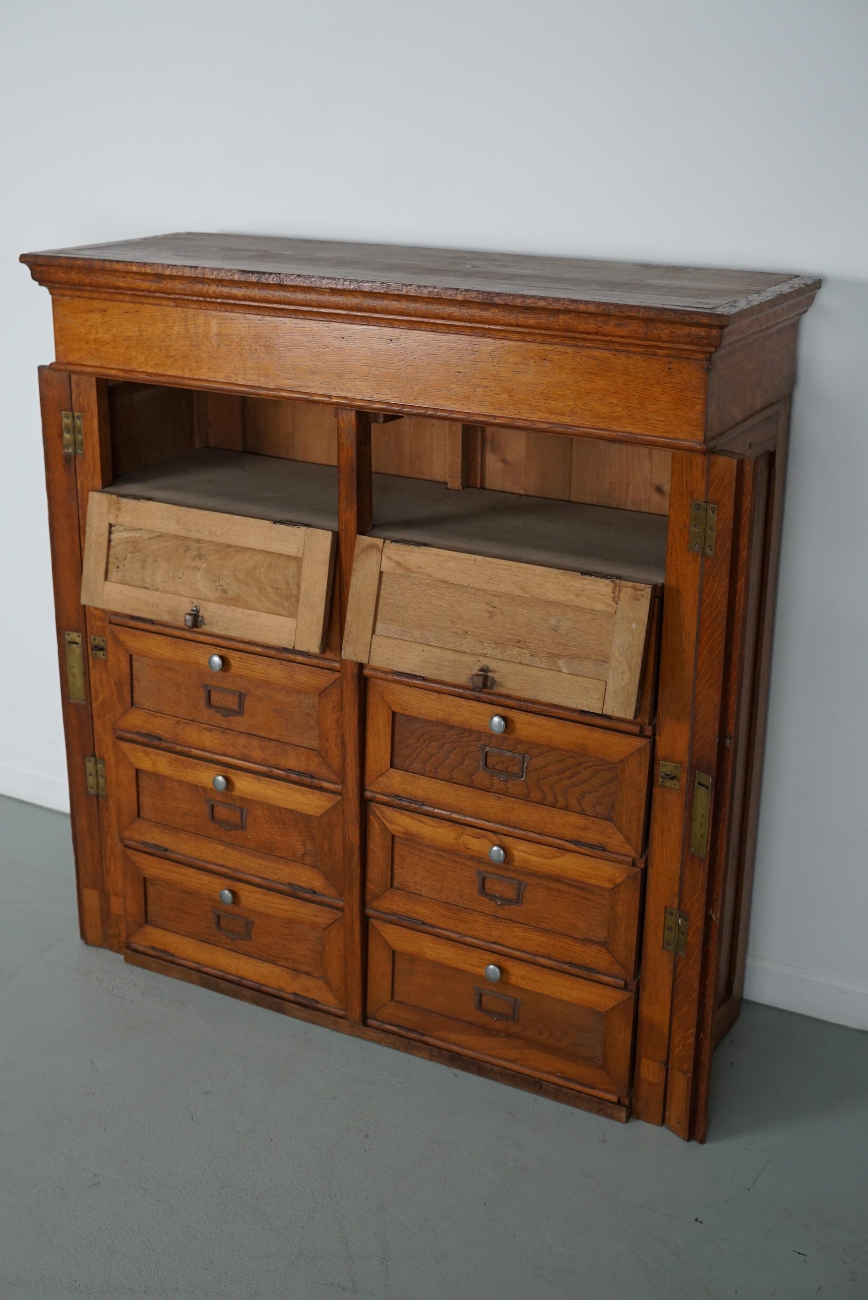 Antique French Oak Filing Cabinet Folding Doors, 1930s 11