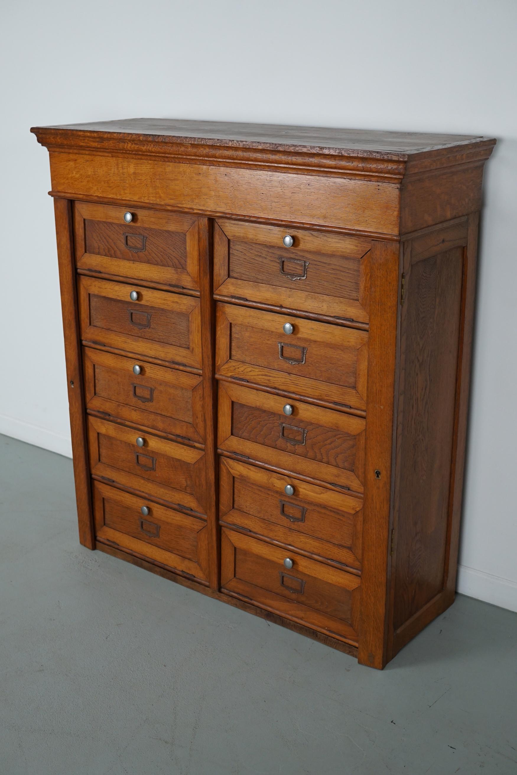 Antique French Oak Filing Cabinet Folding Doors, 1930s 2