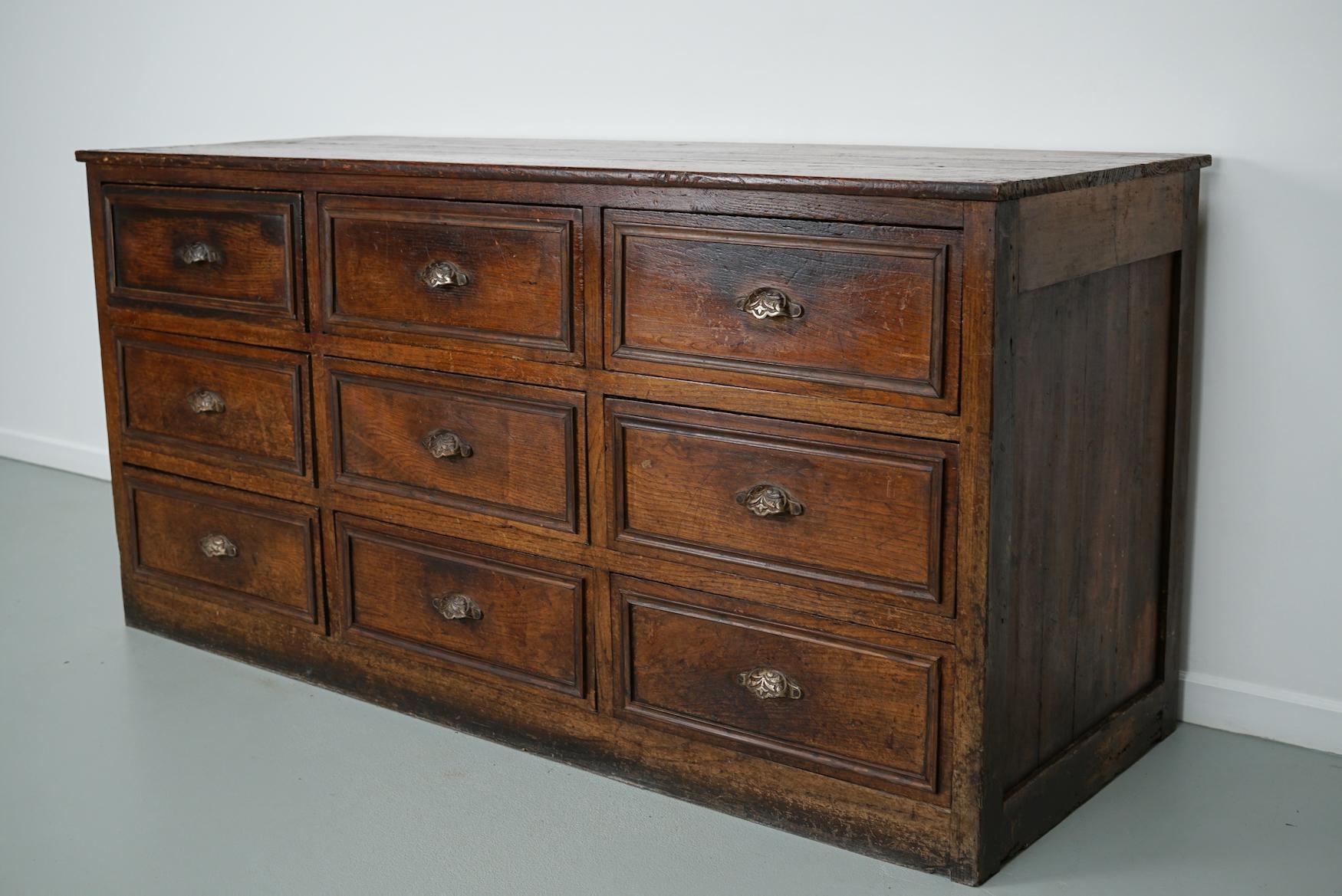 Antique French Oak & Fruitwood Apothecary / Filing Cabinet, Early 20th Century For Sale 13