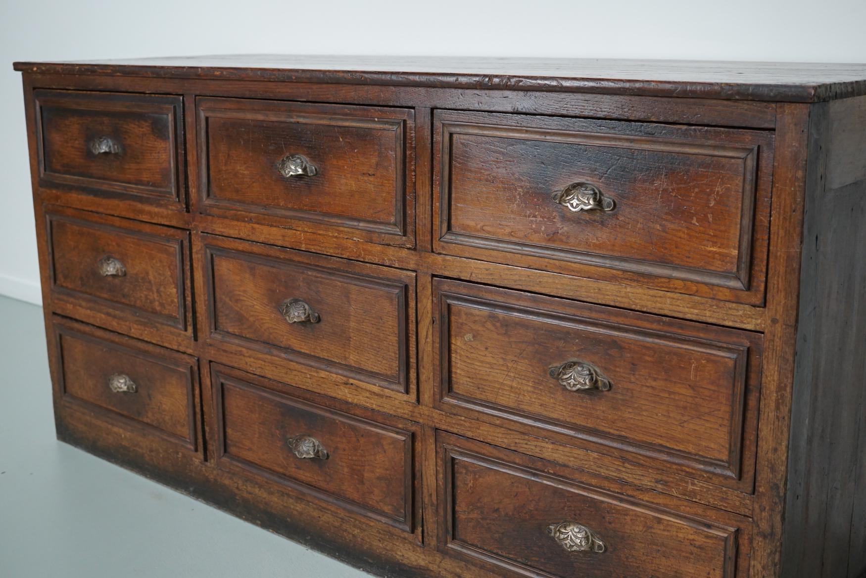 Antique French Oak & Fruitwood Apothecary / Filing Cabinet, Early 20th Century For Sale 14