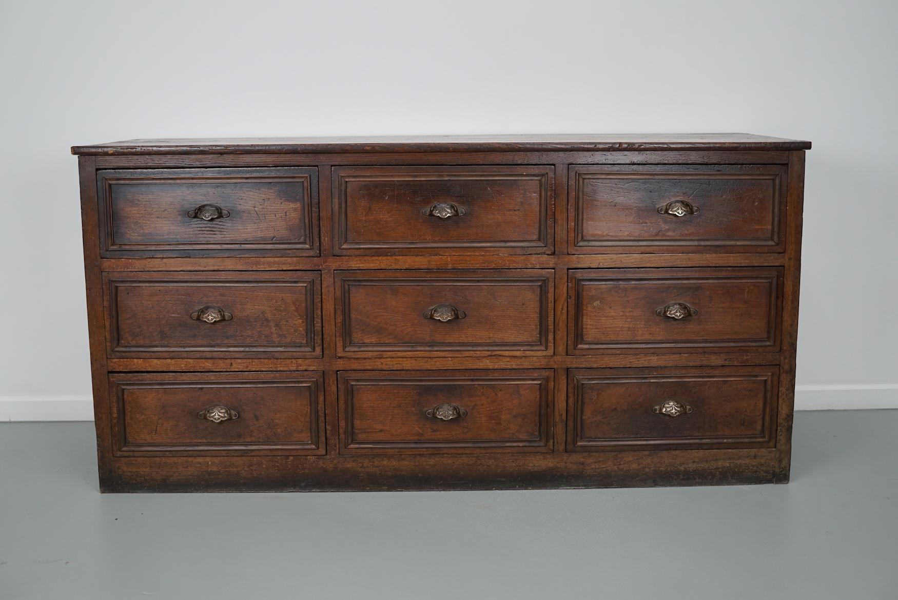 Antique French Oak & Fruitwood Apothecary / Filing Cabinet, Early 20th Century For Sale 2