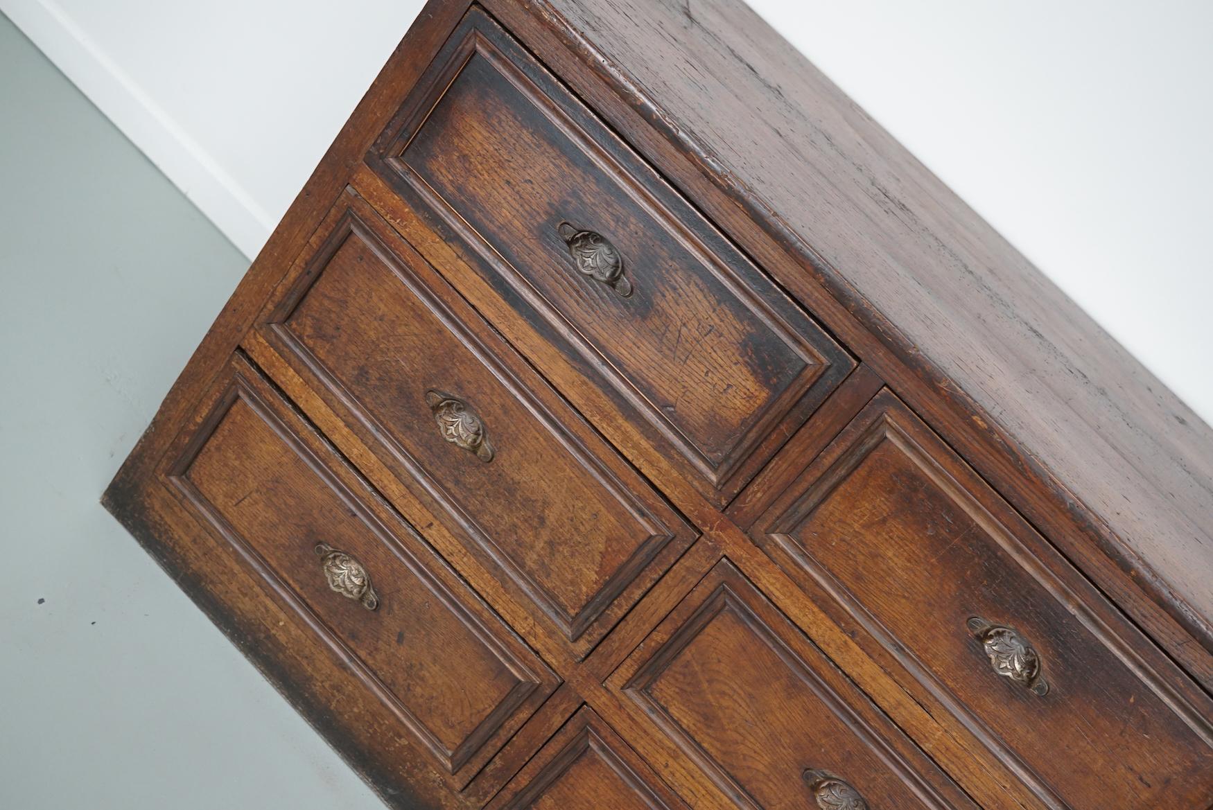 Antique French Oak & Fruitwood Apothecary / Filing Cabinet, Early 20th Century For Sale 4