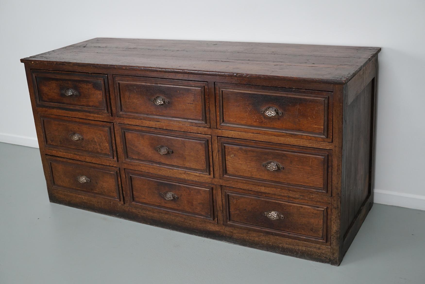 Antique French Oak & Fruitwood Apothecary / Filing Cabinet, Early 20th Century For Sale 5