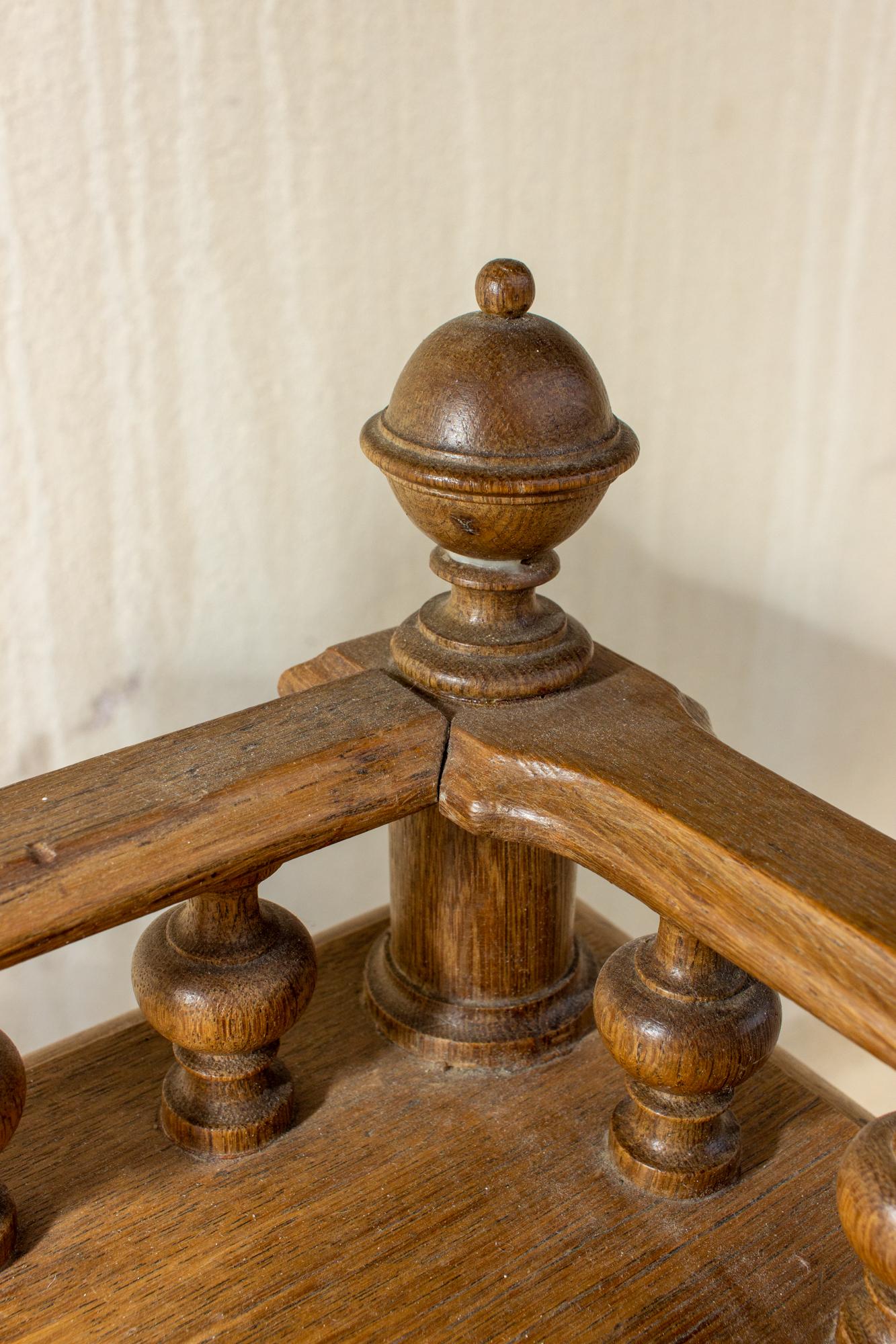 Antique French Oak Gothic Revival Spindle Leg Table with Drawer For Sale 1