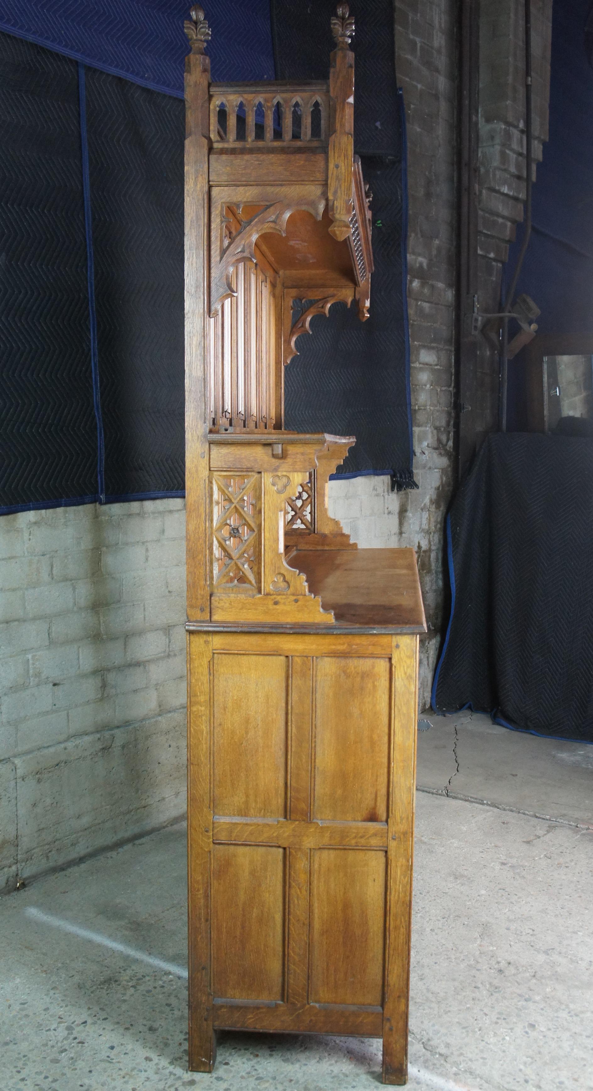 Antikes französisches Gotik-Revival Vaisselier-Barschrank/ Sideboard/ Sideboard aus Hutch-Leinen mit Klappdeckel im Angebot 5