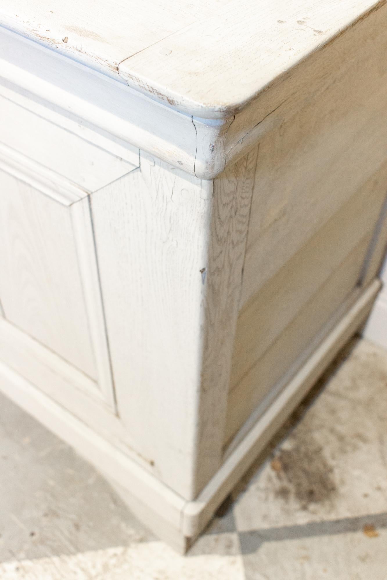 Antique French Oak Hinged Top Buffet in Greige Wash 5