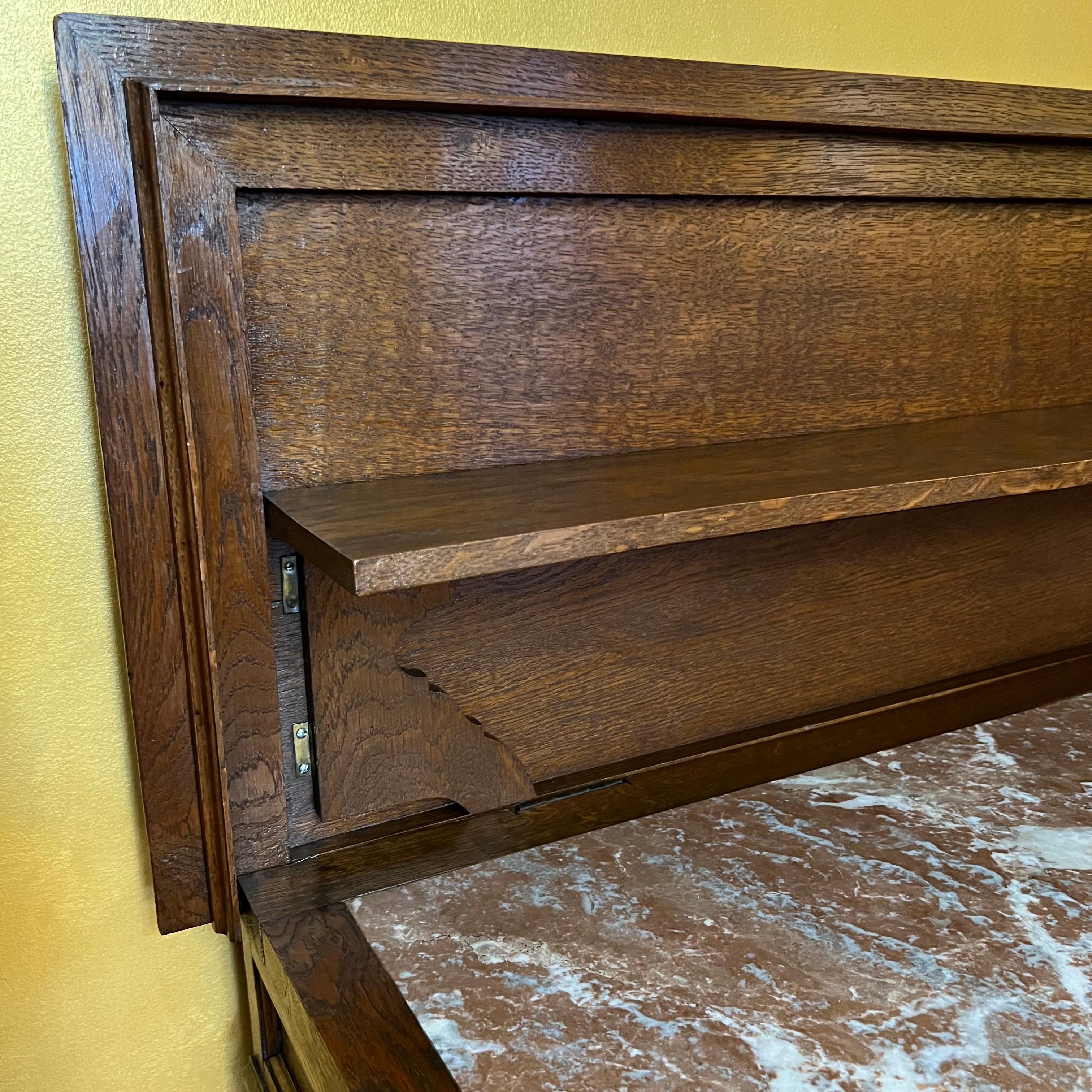 Antique French Oak Marble Lift Up Top Table For Sale 6