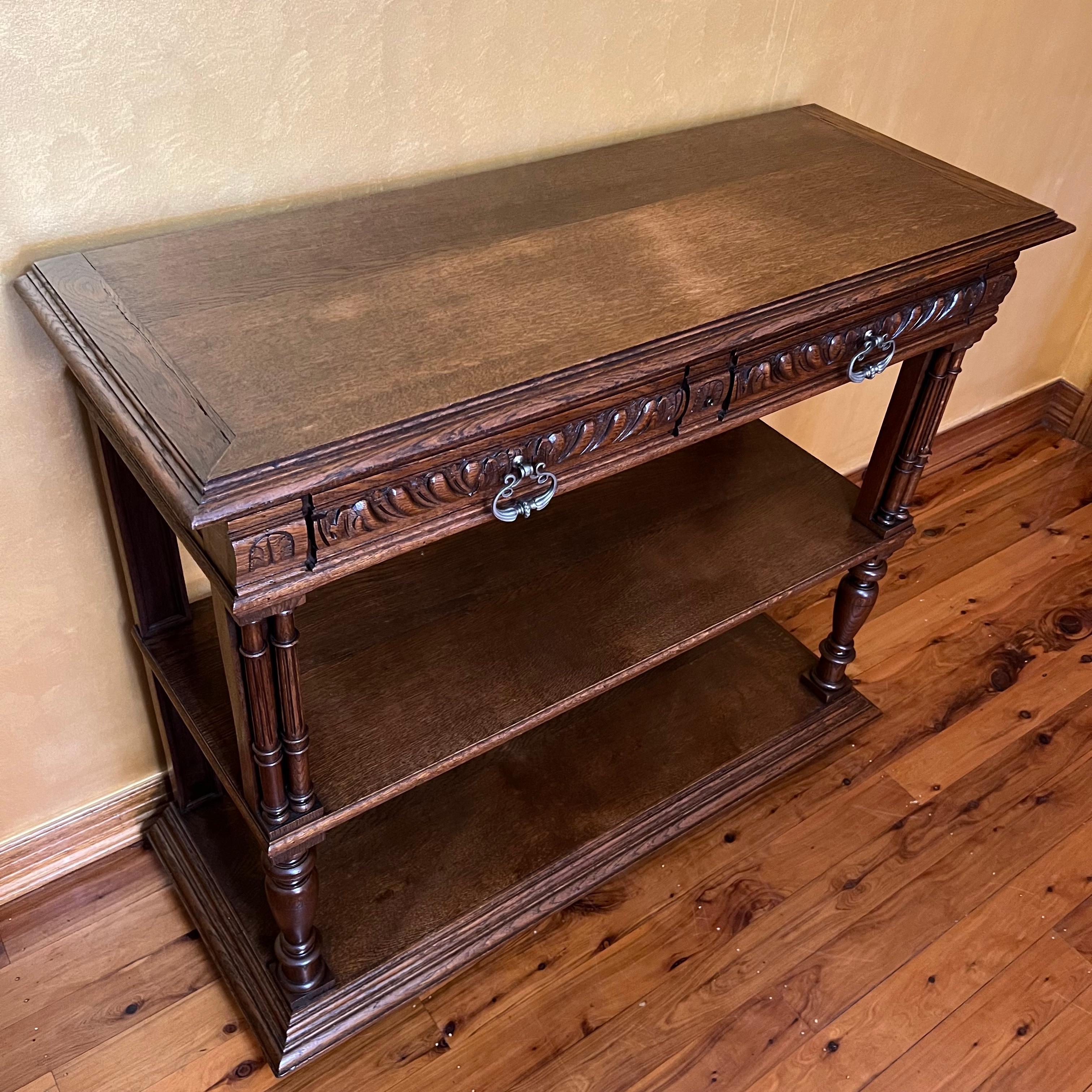 Antique French Oak Marble Lift Up Top Table For Sale 9