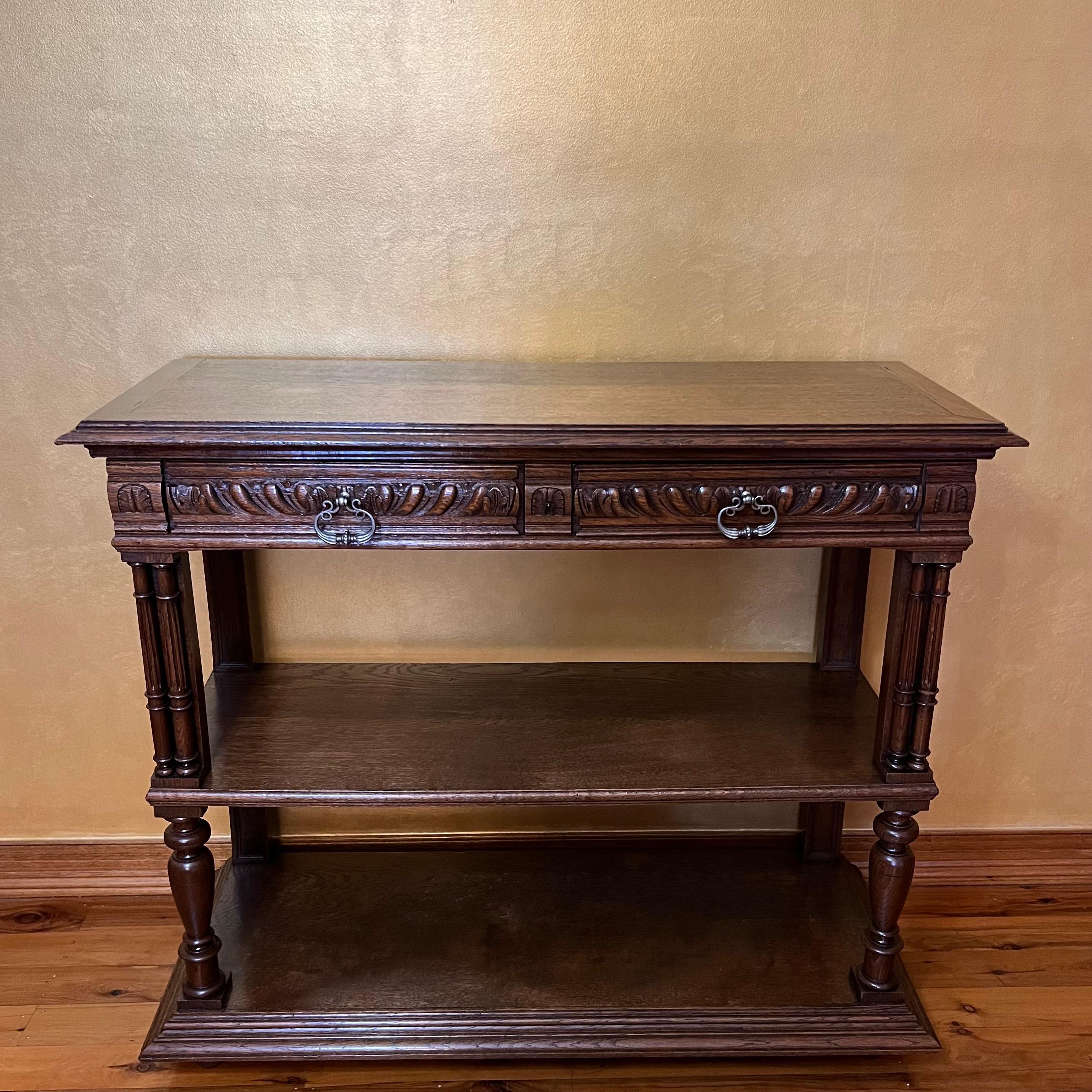 Antique French Oak Marble Lift Up Top Table For Sale 5