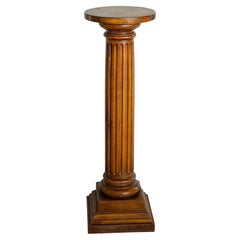 Antique French Oak Pedestal Column, Hand-Carved, Neoclassical, 90cm