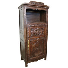 Ancienne armoire bretonne primitive en chêne français