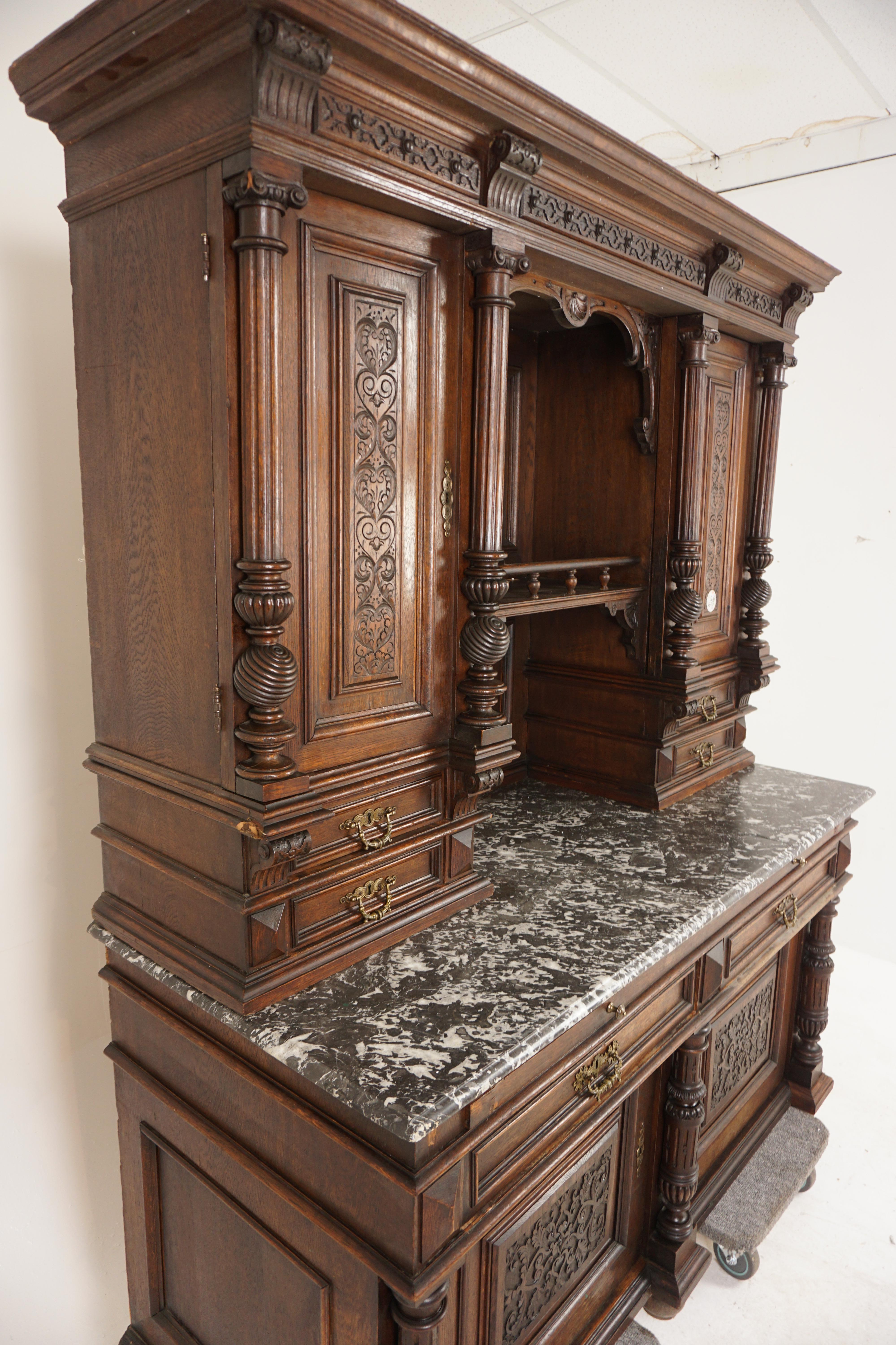 Scottish Antique French Oak Renaissance Buffet Hutch, Cabinet, France 1900, H646