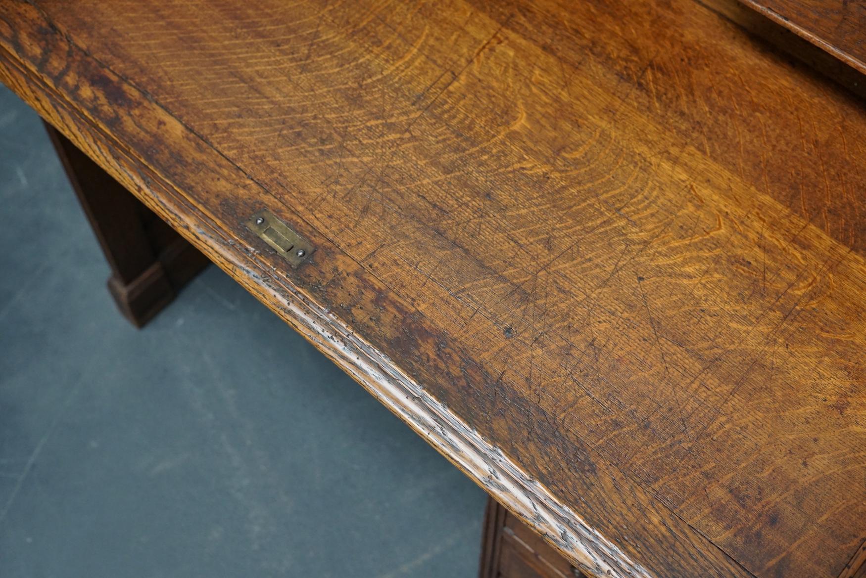 Antique French Oak Roll Top Desk, Late 19th Century 4