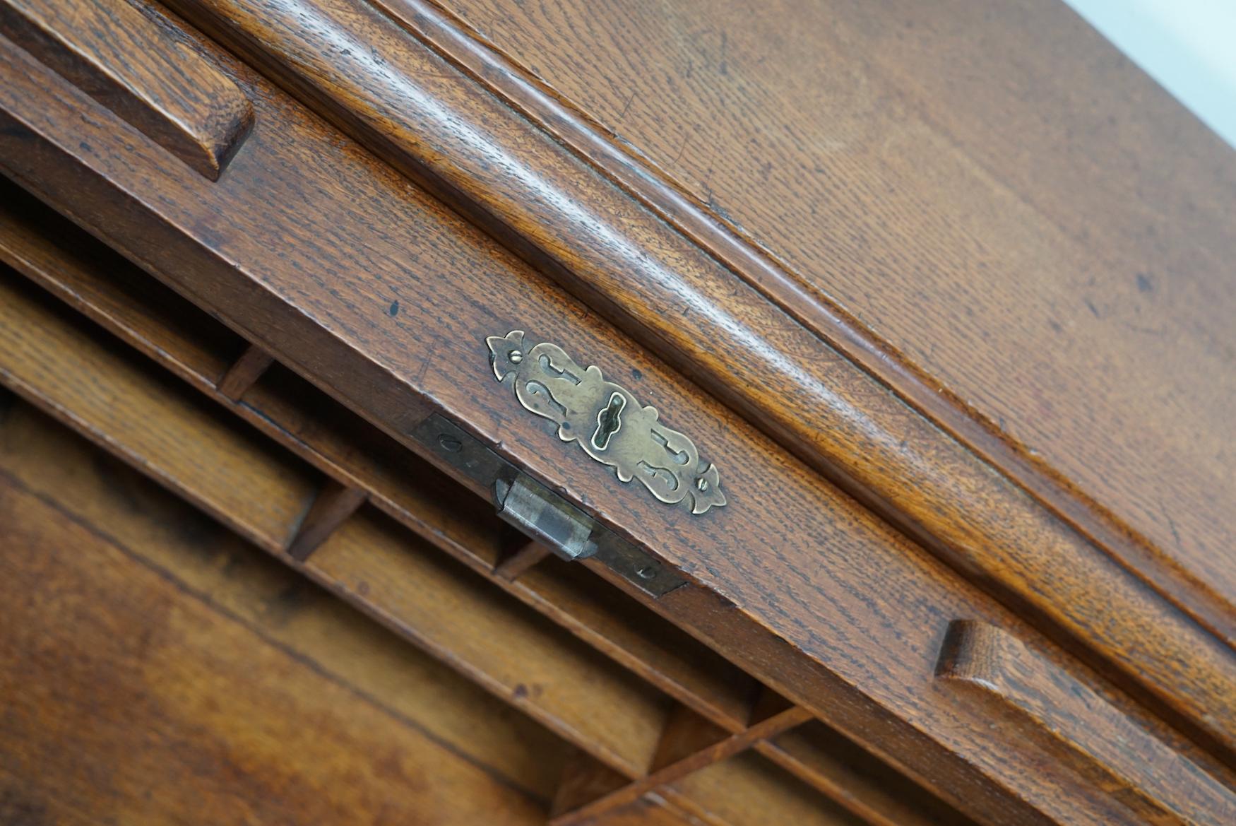 Antique French Oak Roll Top Desk, Late 19th Century 7