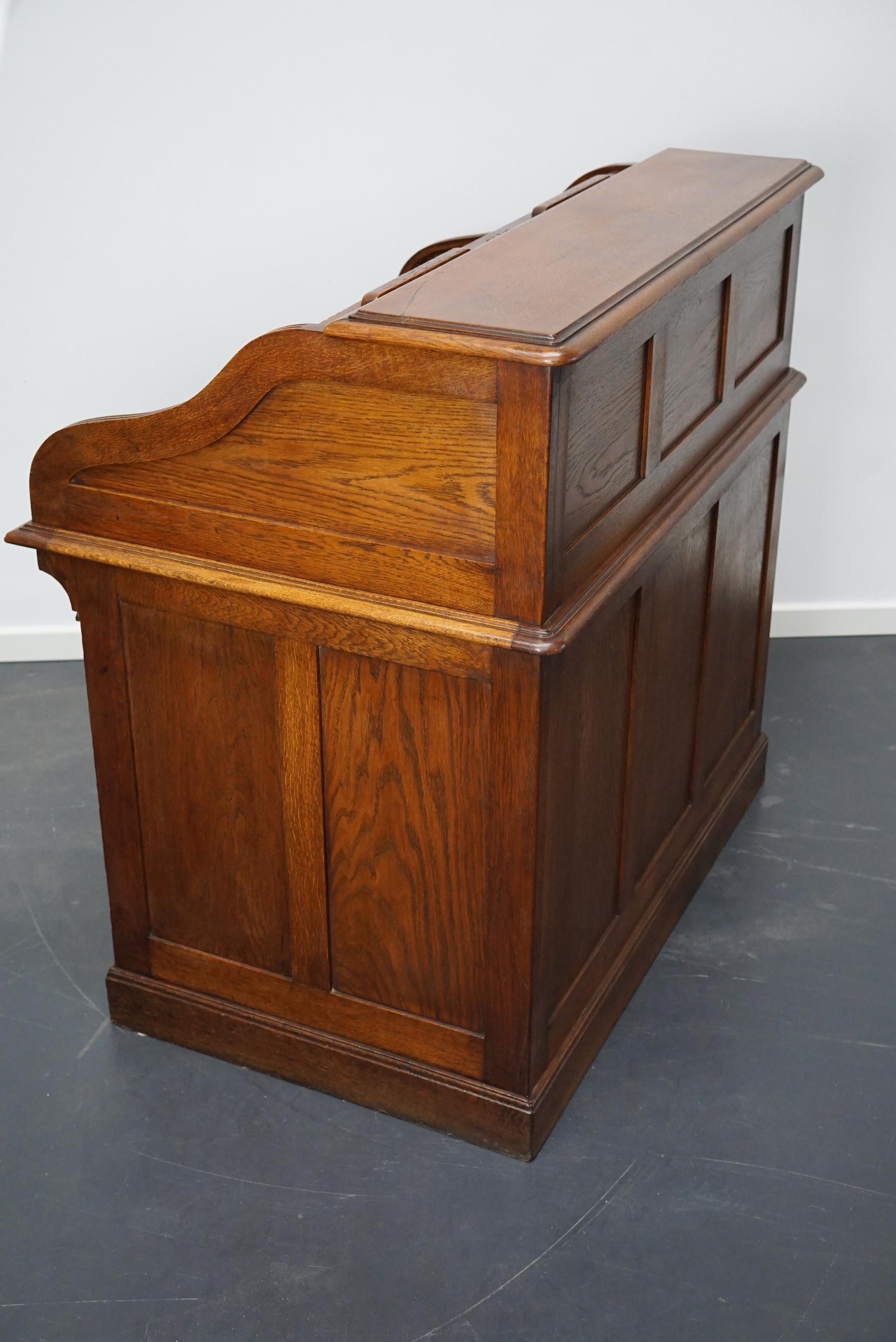 Antique French Oak Roll Top Desk, Late 19th Century 15