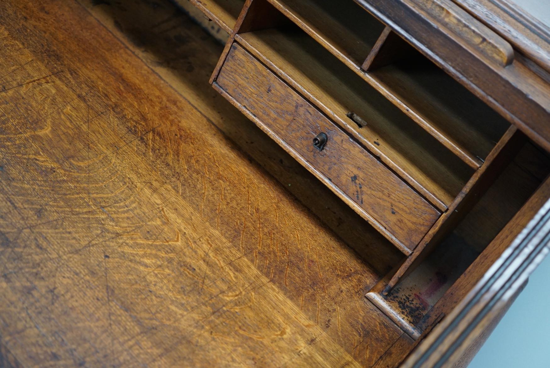 Antique French Oak Roll Top Desk, Late 19th Century 3