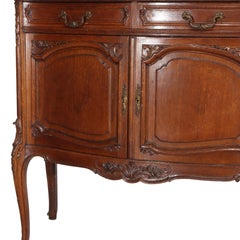 Antique French Oak Rouge Marble Top Server With Backsplash c1910