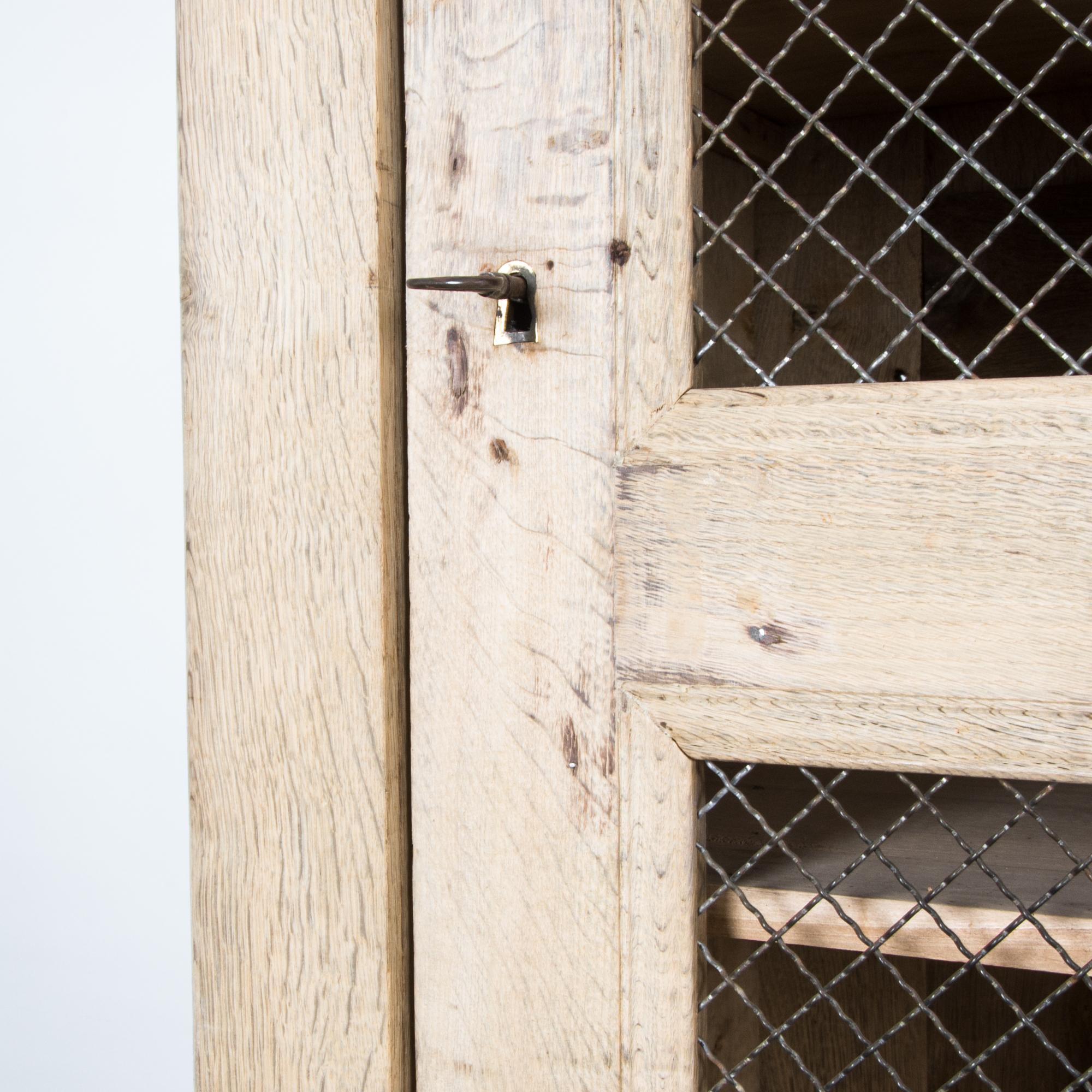 Metal Antique French Oak Screen Door Display Cabinet