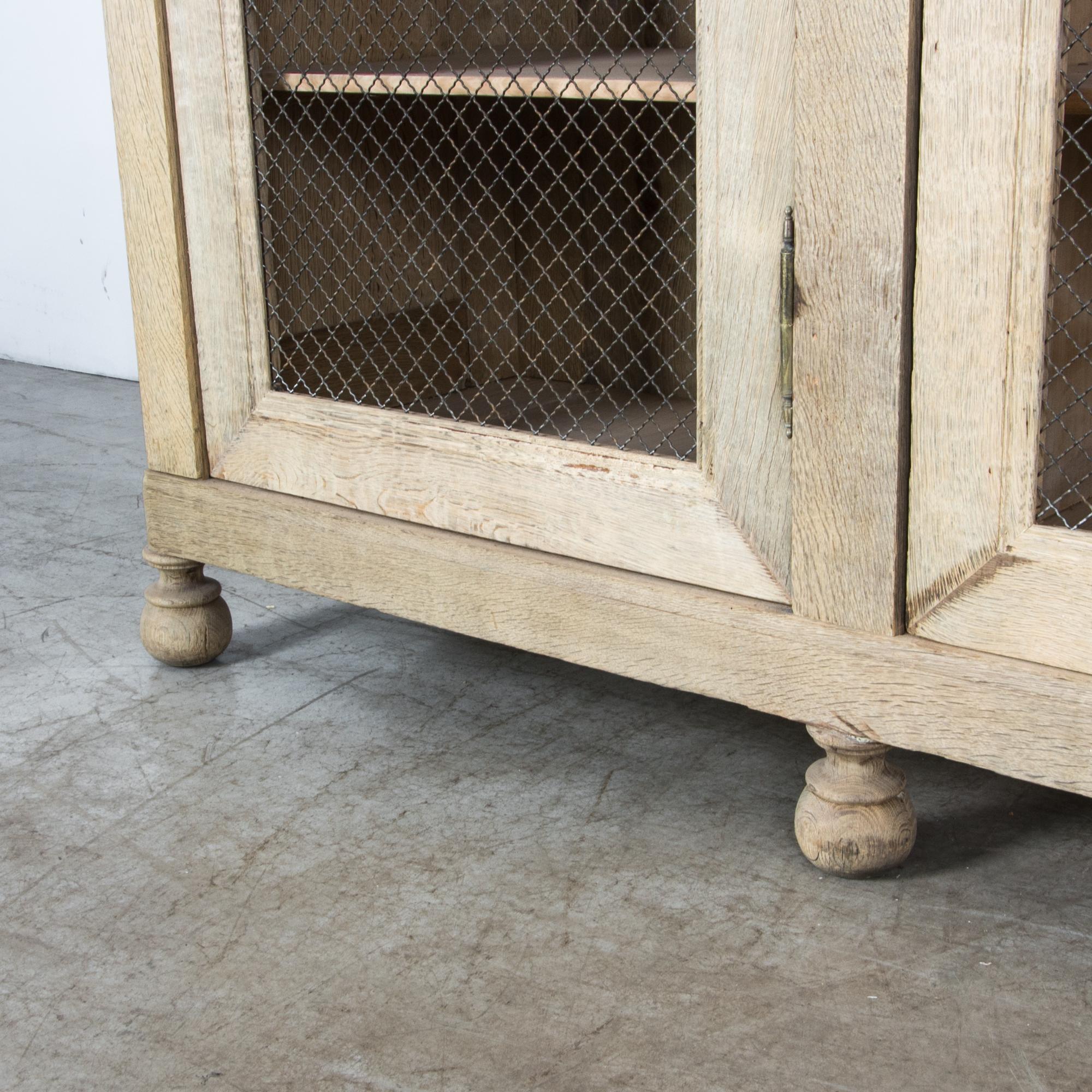 Antique French Oak Screen Door Display Cabinet 1