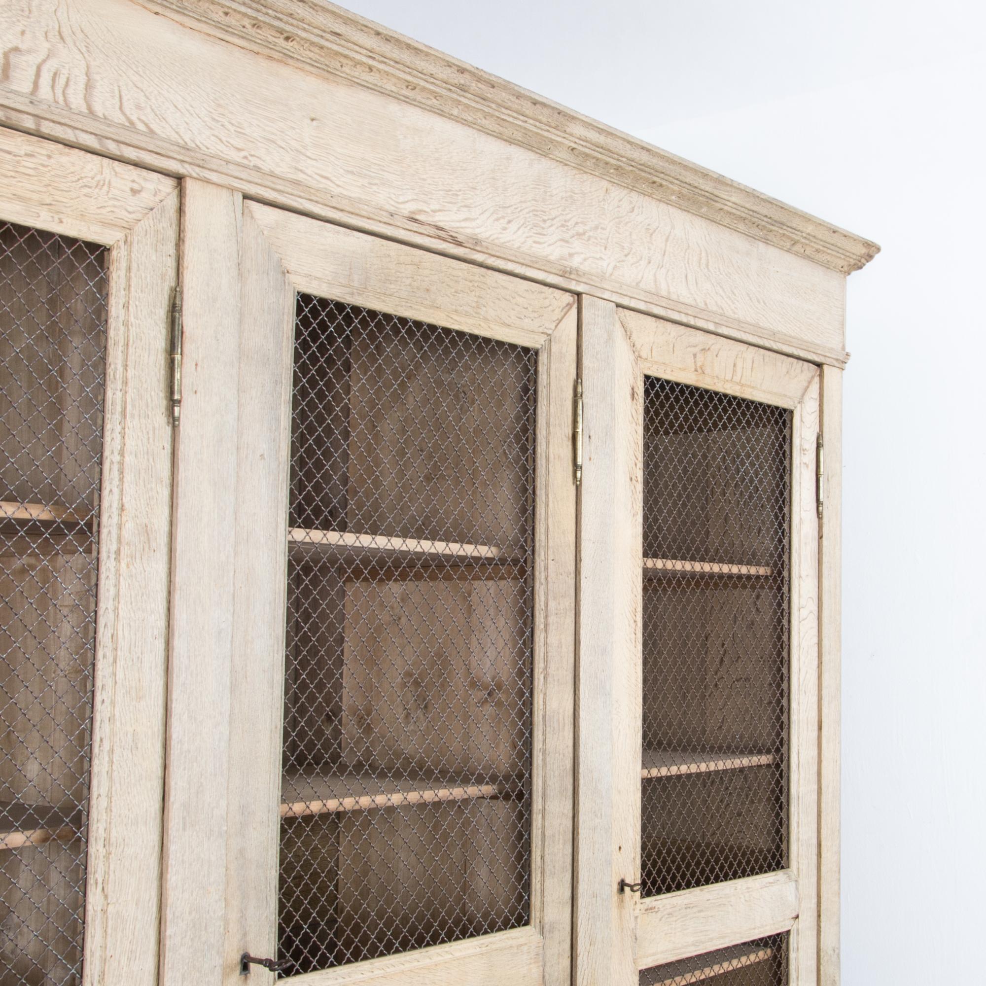 French Provincial Antique French Oak Screen Door Display Cabinet