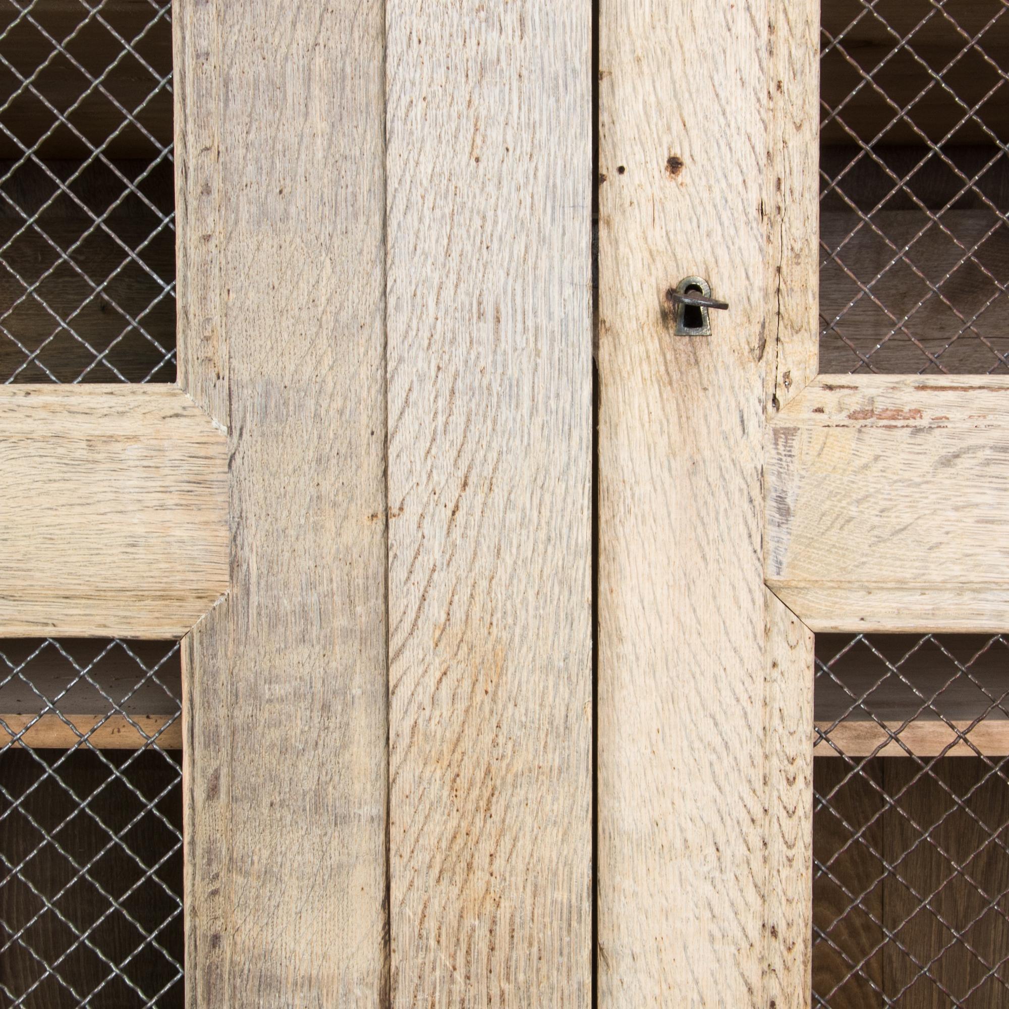 19th Century Antique French Oak Screen Door Display Cabinet