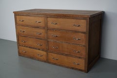 Antique French Oak Shop Cabinet / Kitchen Island, 1930s