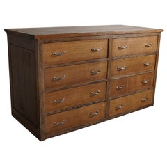 Antique French Oak Shop Cabinet / Kitchen Island, 1930s